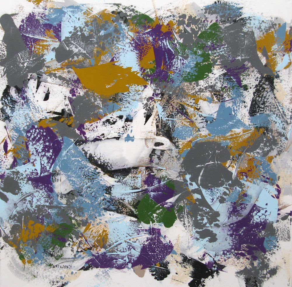 Tableau abstrait grande taille WINTER – CELINE WEBER – 150 × 150 cm