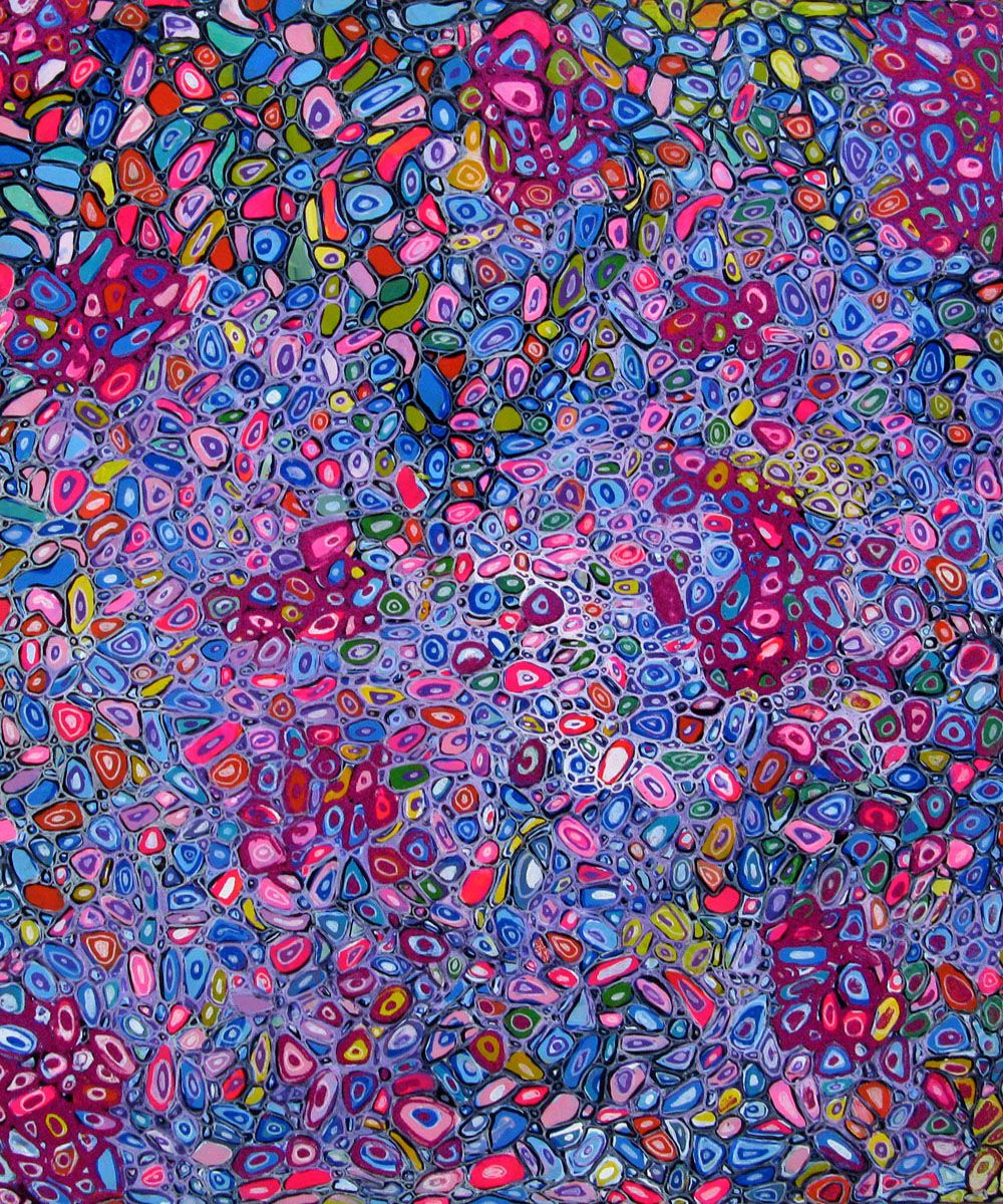 Tableau abstrait grande taille MICROCOSMES 14 – JAVIER RAMIREZ – 100 × 81 cm