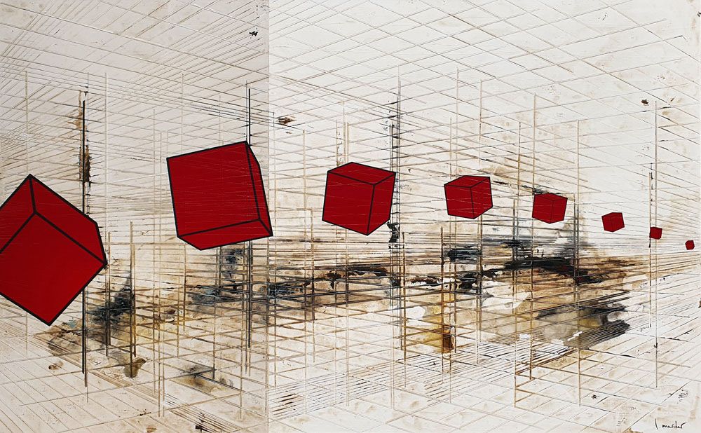 Tableau abstrait grande taille TRAVERSEE – LUDOVIC MERCHER – 130 × 81 cm