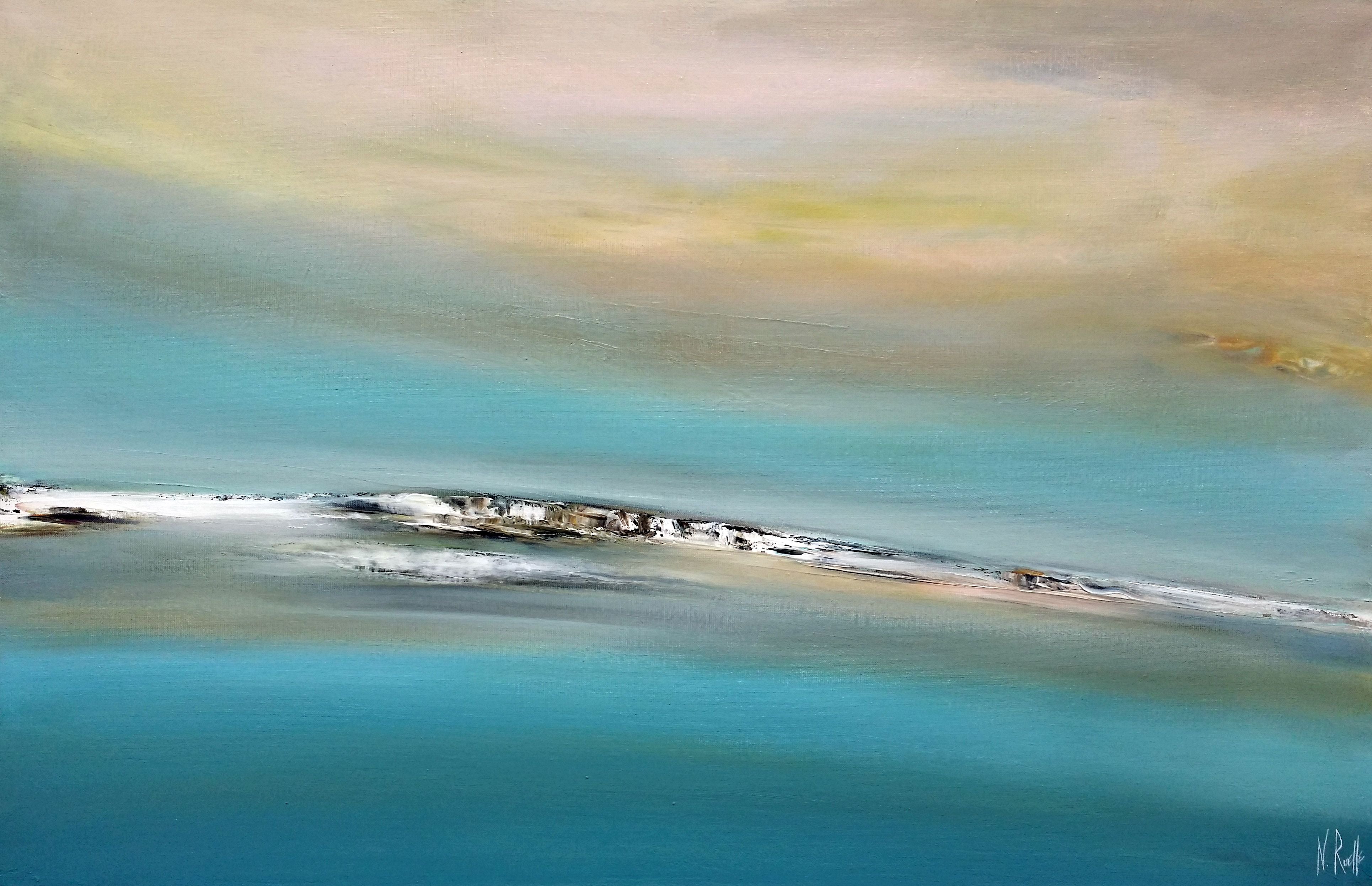 Tableau abstrait grande taille PAR TEMPS CLAIR – RUELLE NICOLAS – 65 × 100 cm