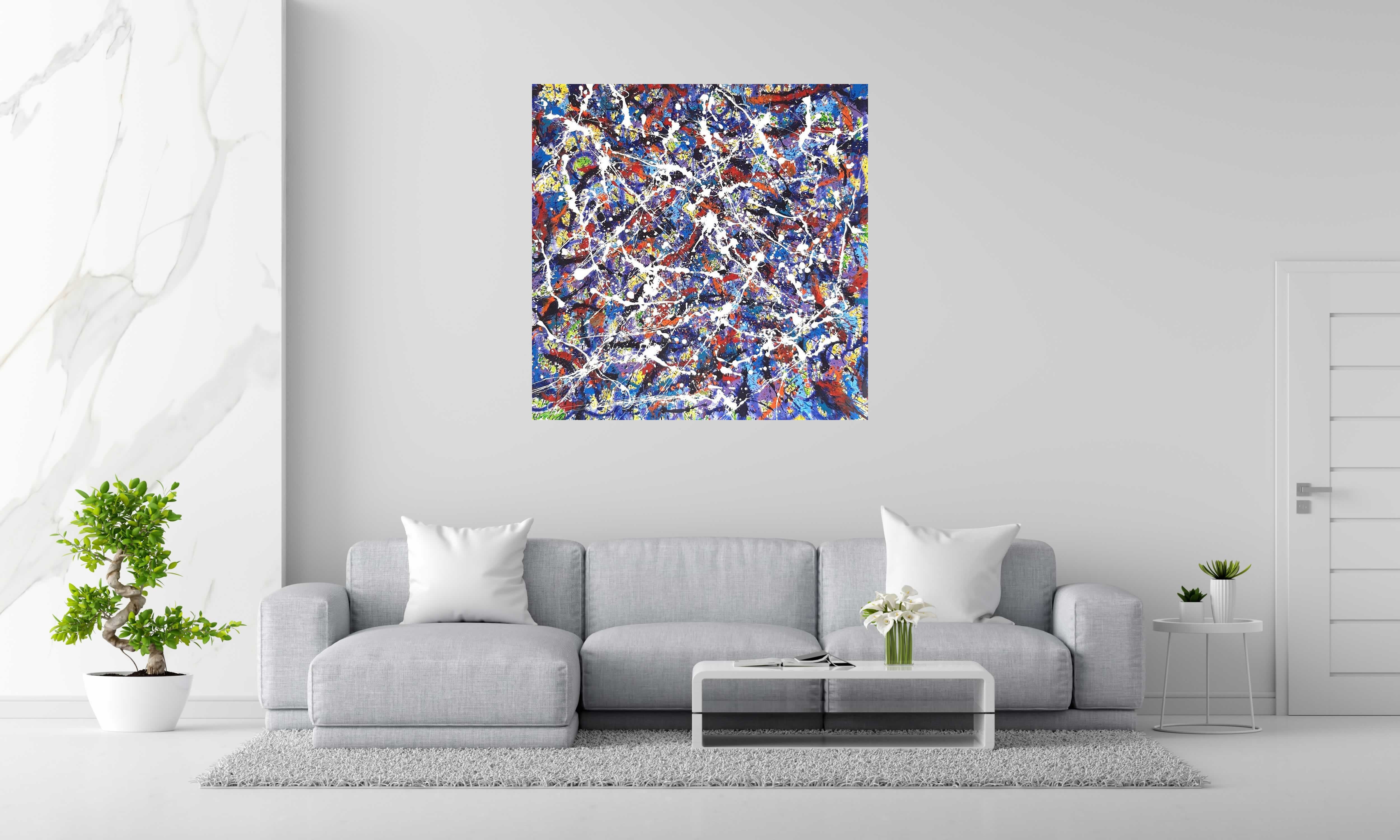 Tableau NONAME B11 de STEPHANE RIME dans un intérieur – 120 × 120 cm