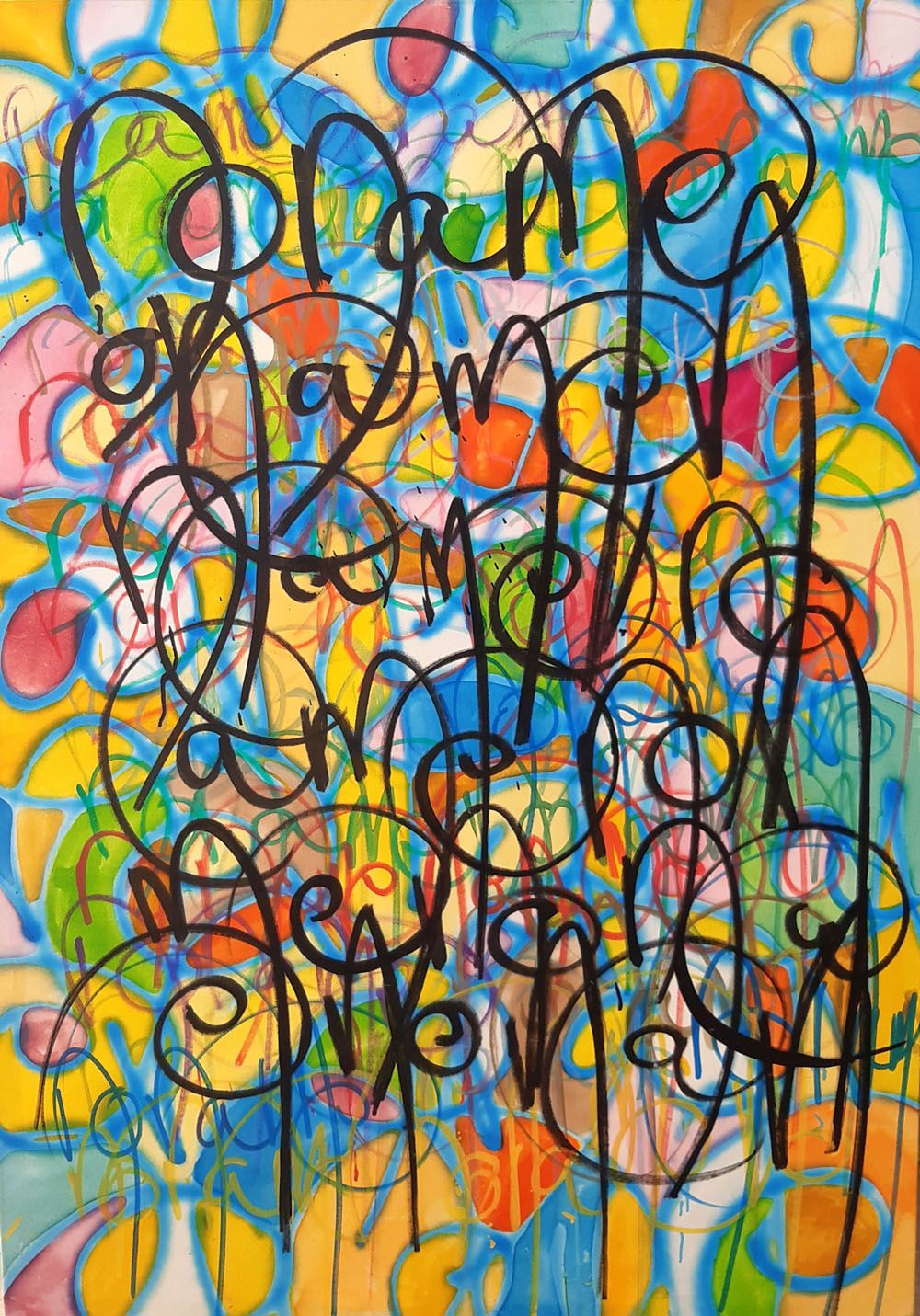 Tableau abstrait grande taille NONAME LE 20 JUIN 2018 – STEPHANE RIME – 140 × 100 cm