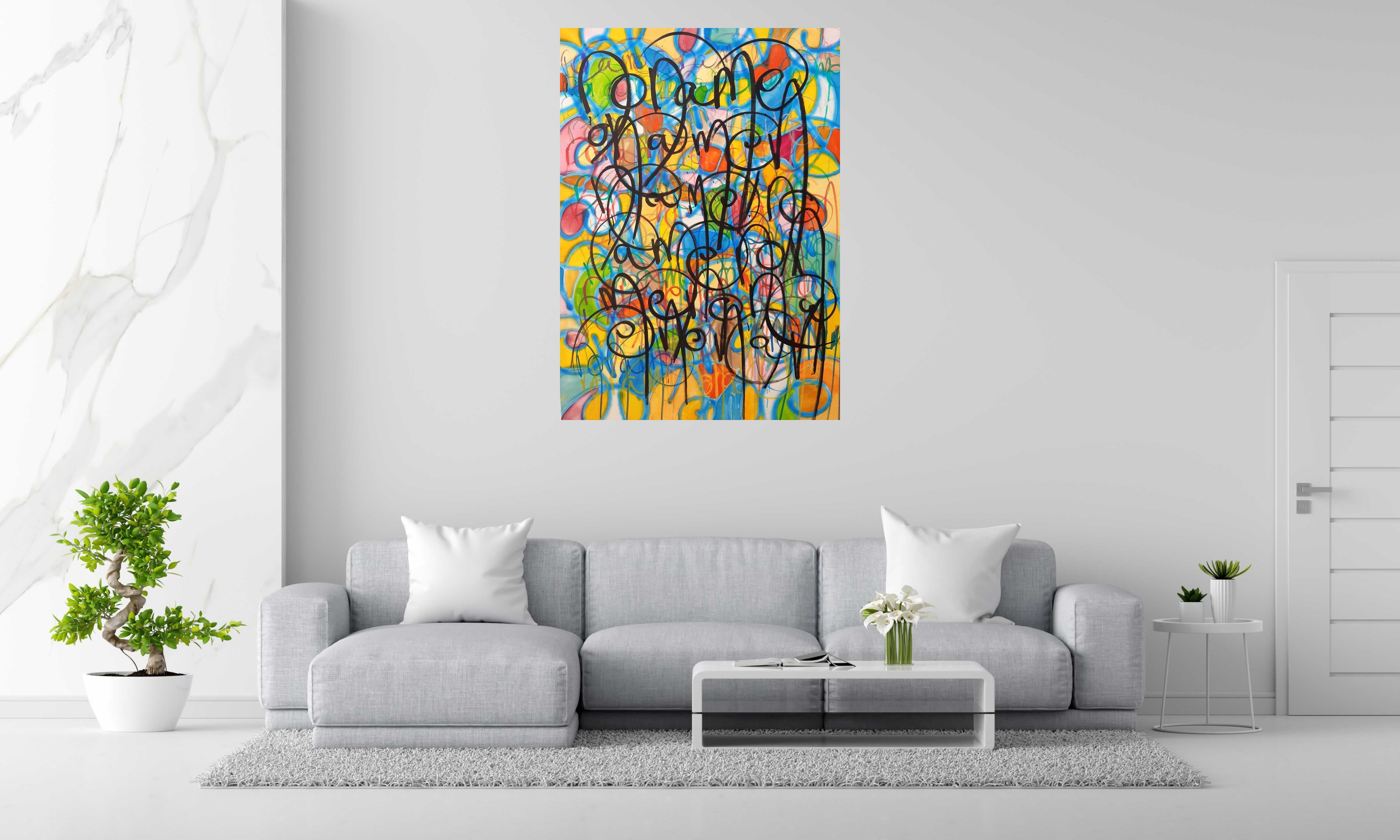Tableau NONAME LE 20 JUIN 2018 de STEPHANE RIME dans un intérieur – 140 × 100 cm