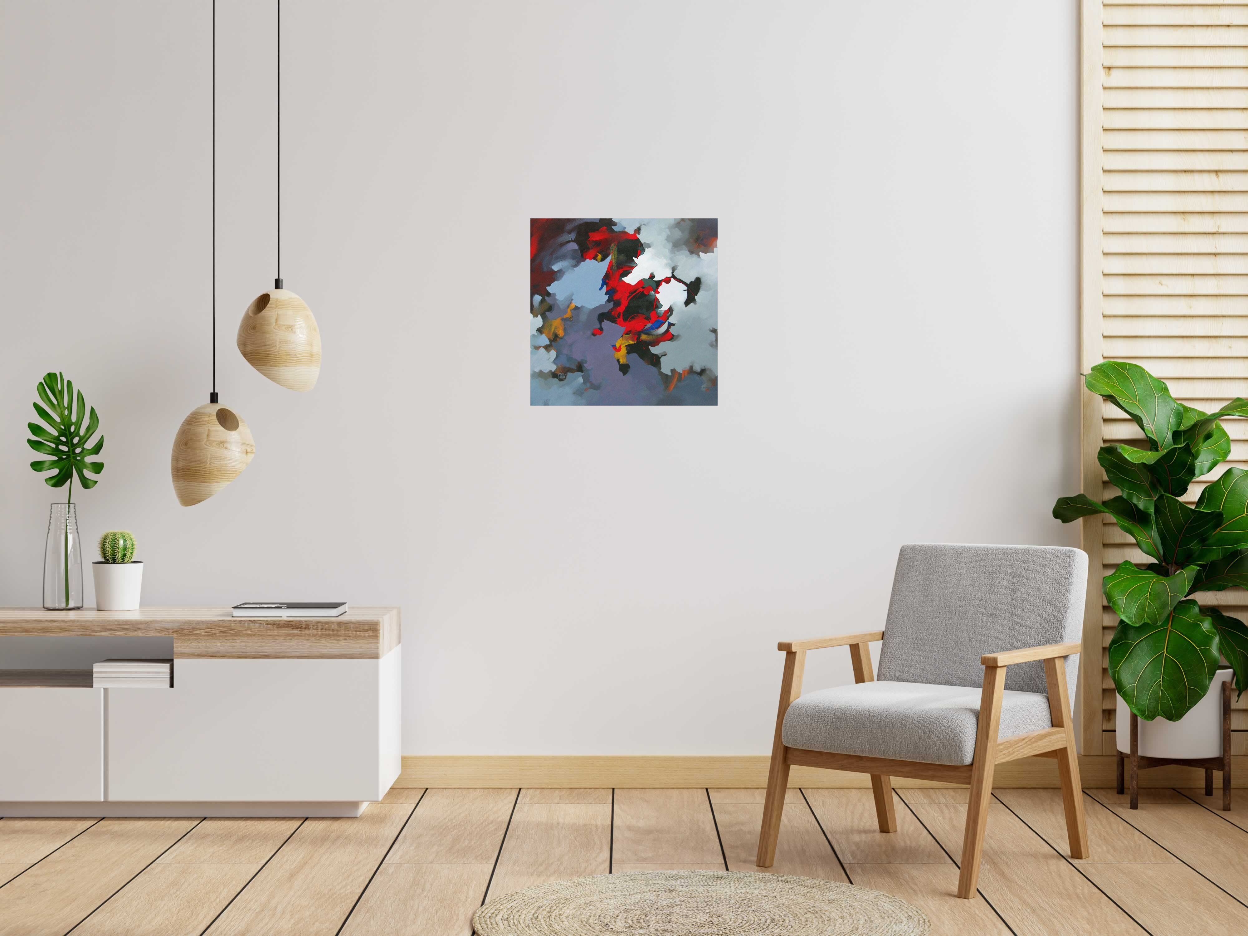 Tableau La corne de Rhinoceros de BRUNEAU dans un intérieur – 33 × 46 cm