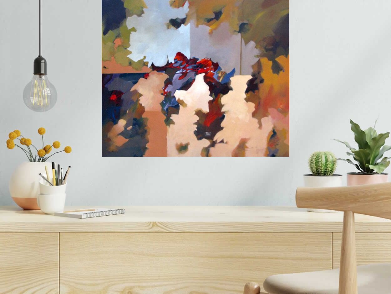 Tableau PEINTURE ABSTRAITE 24 de BRUNEAU dans un intérieur – 50 × 60 cm