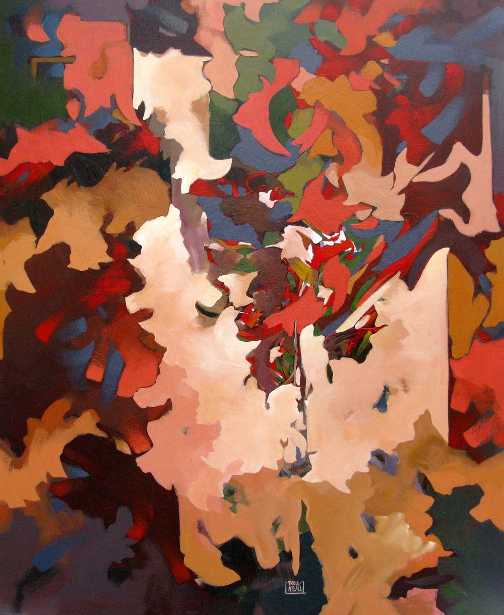 Tableau abstrait moyen format PEINTURE ABSTRAITE 9 – BRUNEAU – 81 × 65 cm