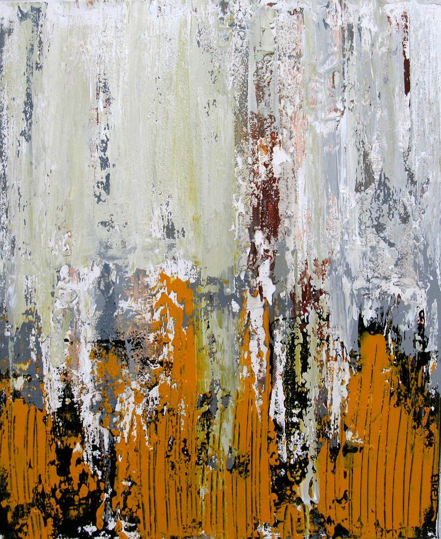 Tableau abstrait moyen format gris et jaune SANS TITRE JAUNE – TANIA CARRARA – 50 × 60 cm