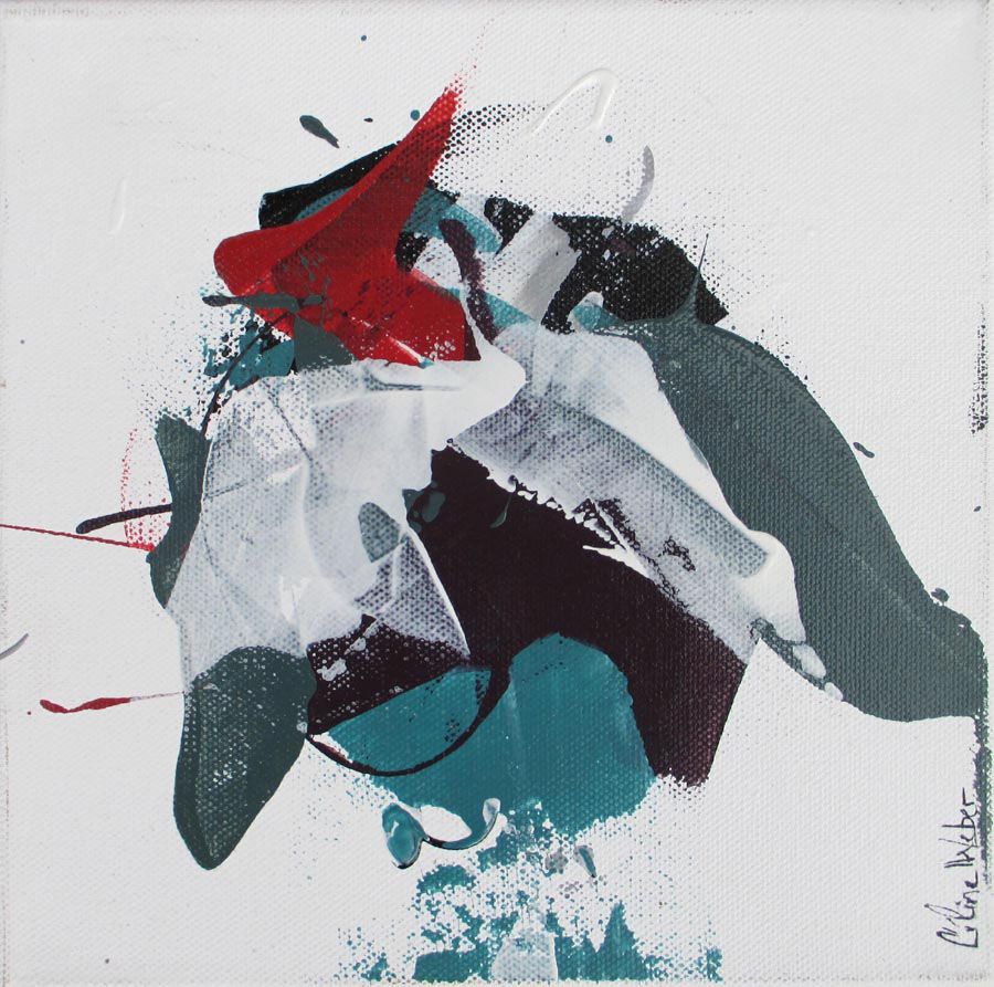 Tableau abstrait petit format WINDOW 2 – CELINE WEBER – 20 × 20 cm