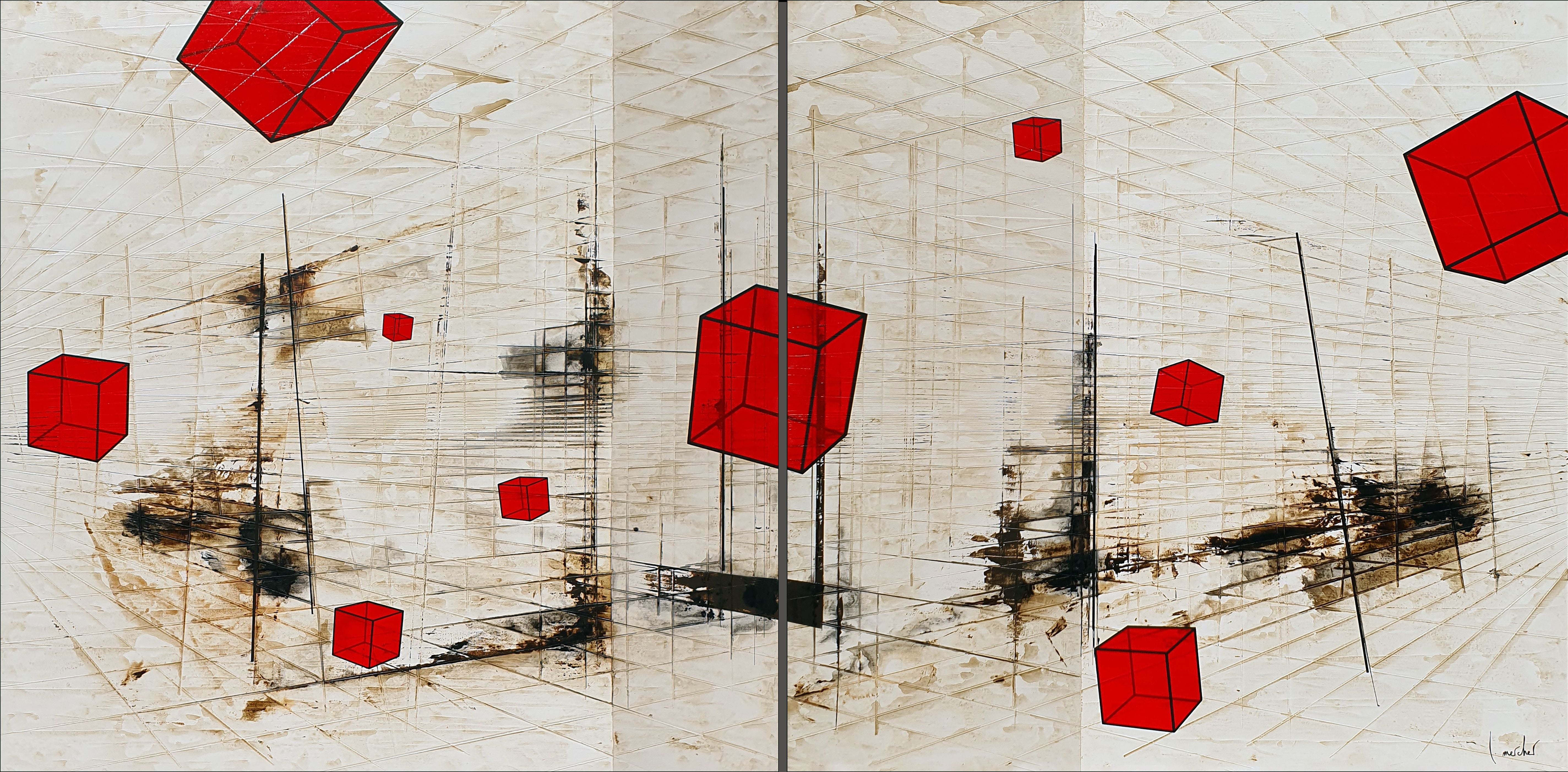 Tableau abstrait très grand format SPLIT – LUDOVIC MERCHER – 200 × 100 cm