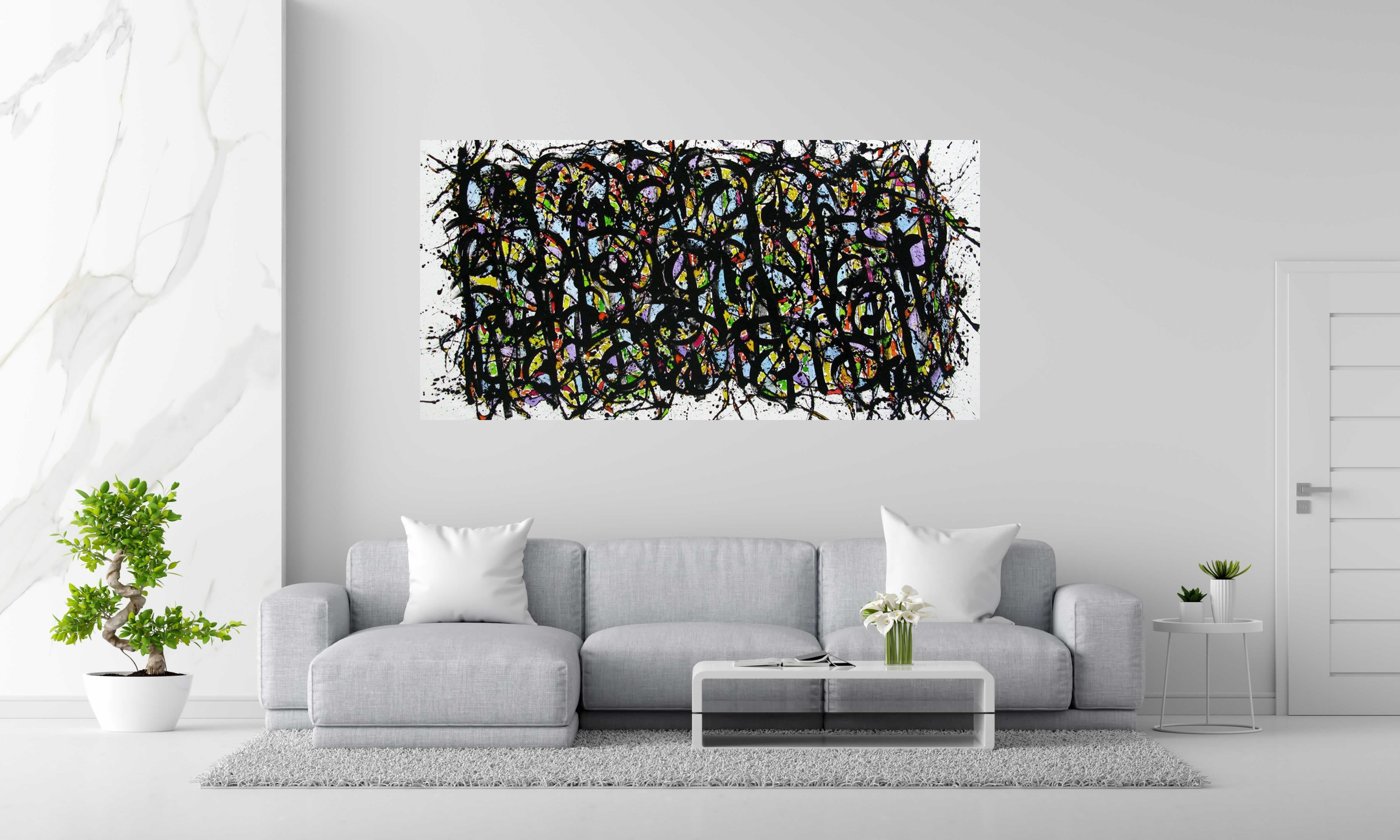 Tableau serie noname n°A40 de STEPHANE RIME dans un intérieur – 100 × 200 cm