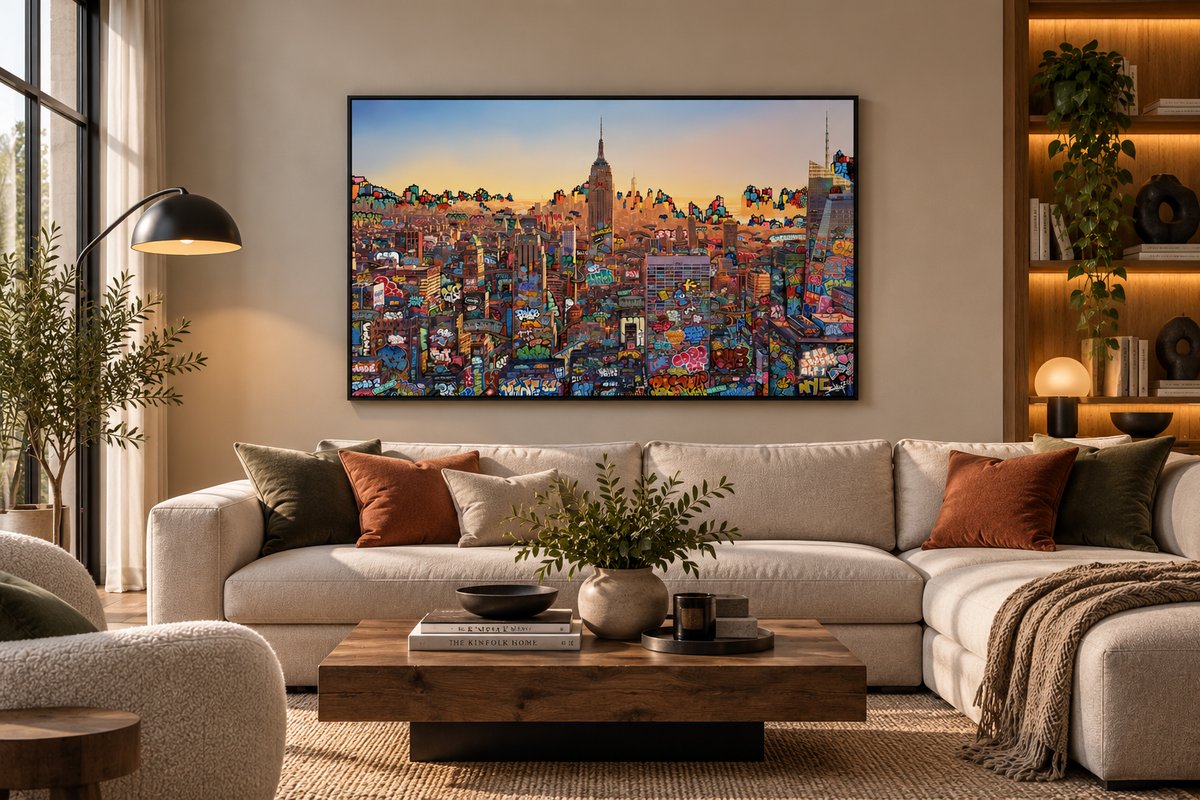 Tableau New York Fury de BLACH dans un intérieur – 150 × 100 cm