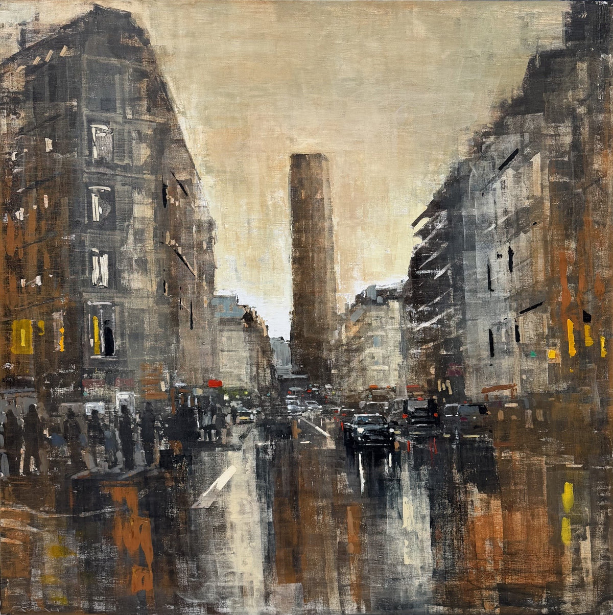 Tableau Rue de Rennes, huile sur toile 120 x 120 cm par Adrien Faveau