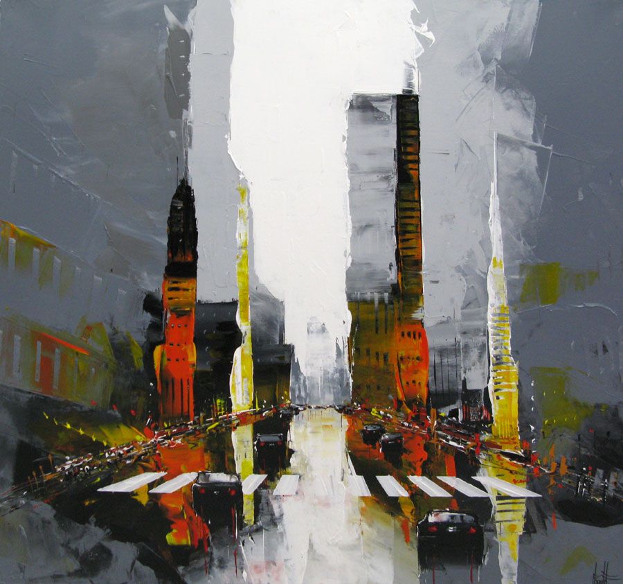 Tableau figuratif format xxl CITY B – F. BOUTET – 120 × 120 cm