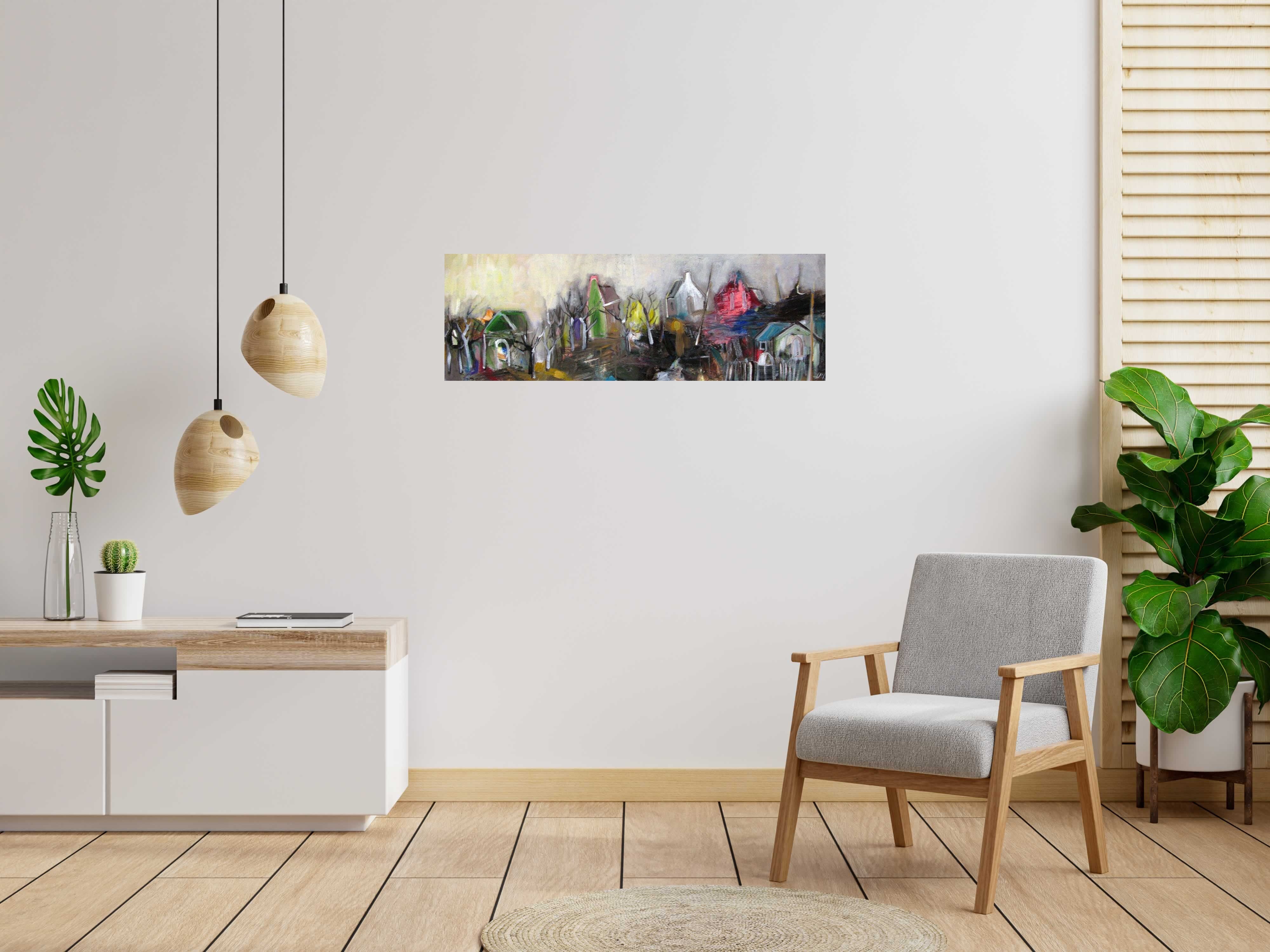 Tableau SELO D de IVAN TZONEV dans un intérieur – 40 × 120 cm