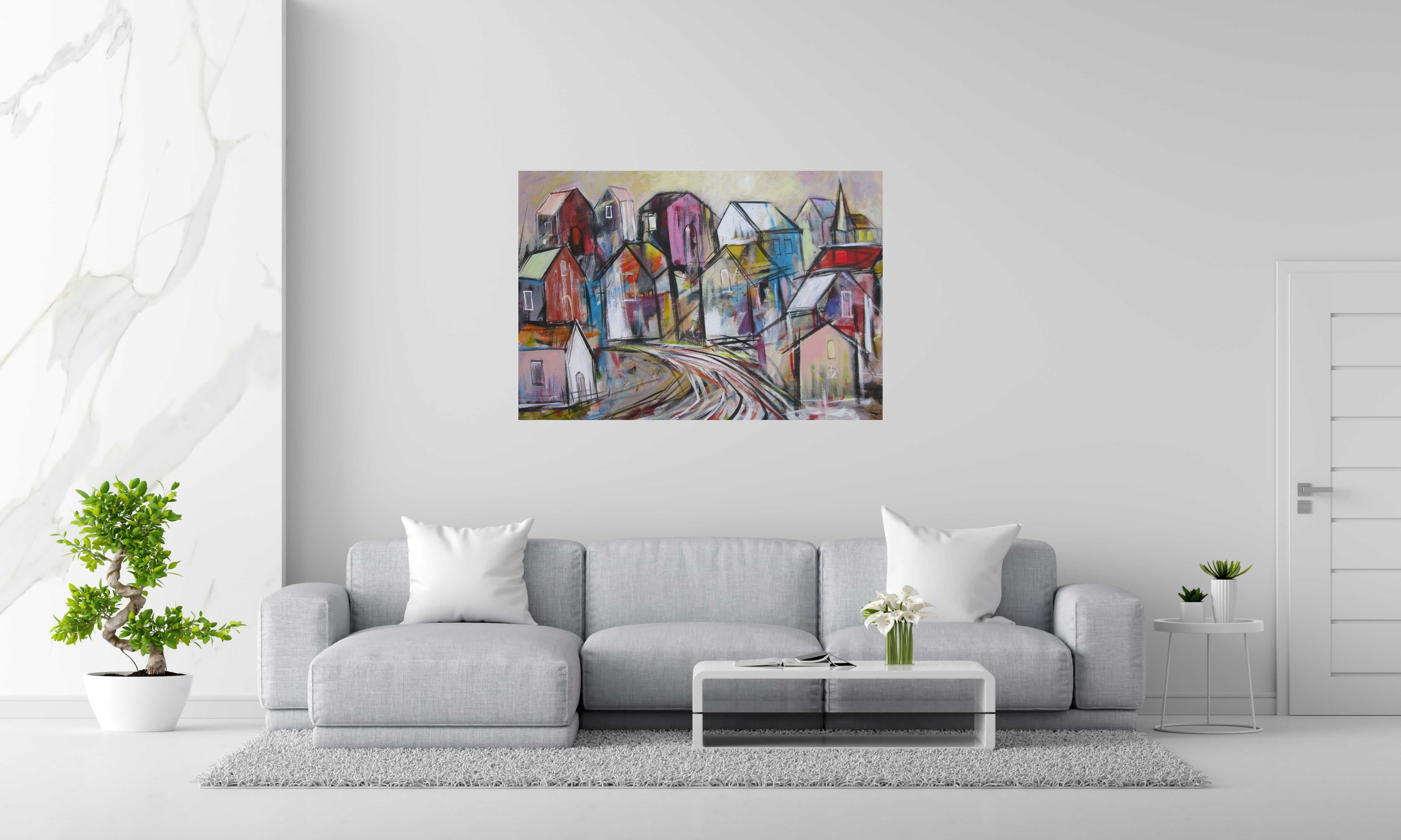Tableau SELO R de IVAN TZONEV dans un intérieur – 89 × 130 cm