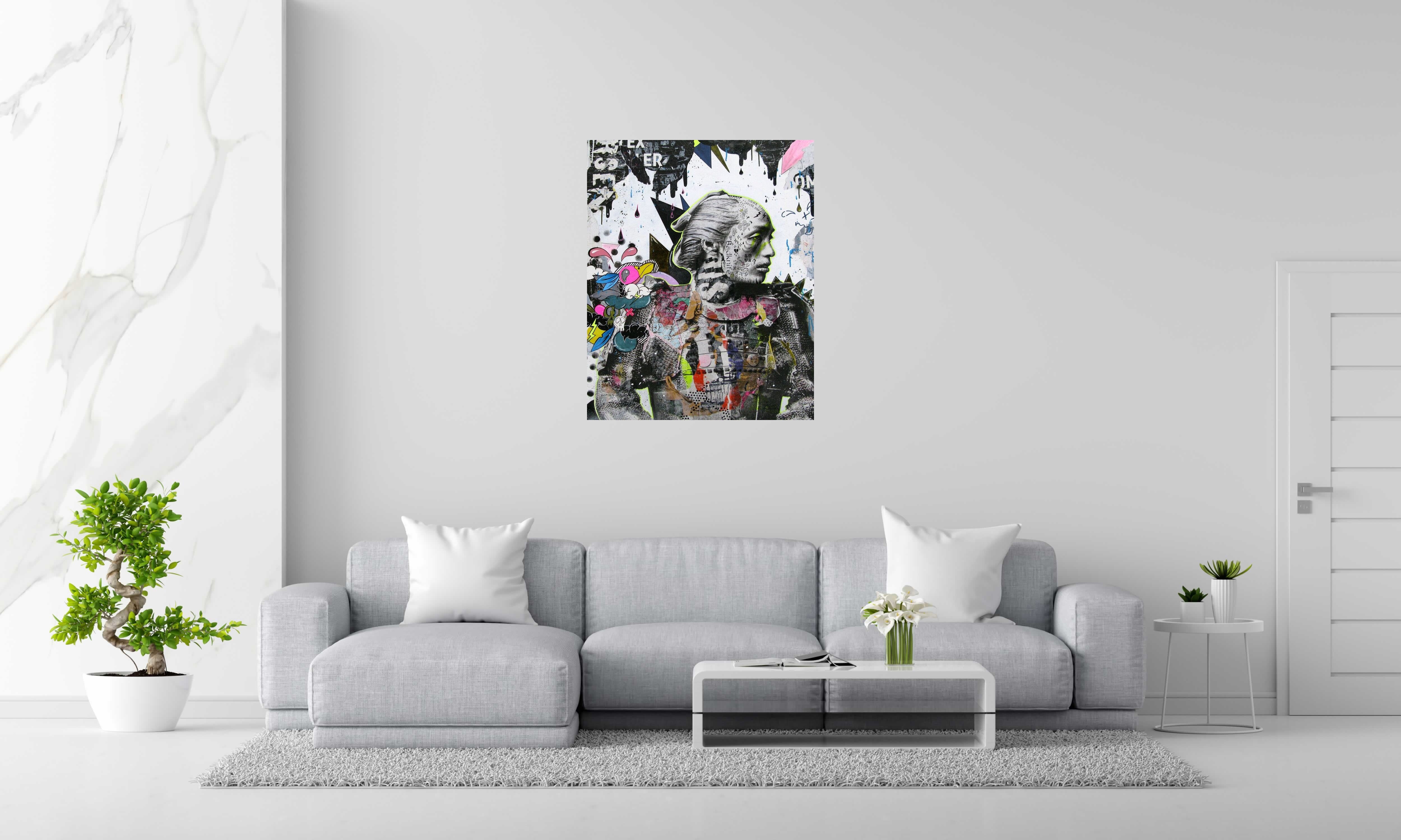 Tableau SID BADKNIFE de LN LE PAPE dans un intérieur – 100 × 81 cm