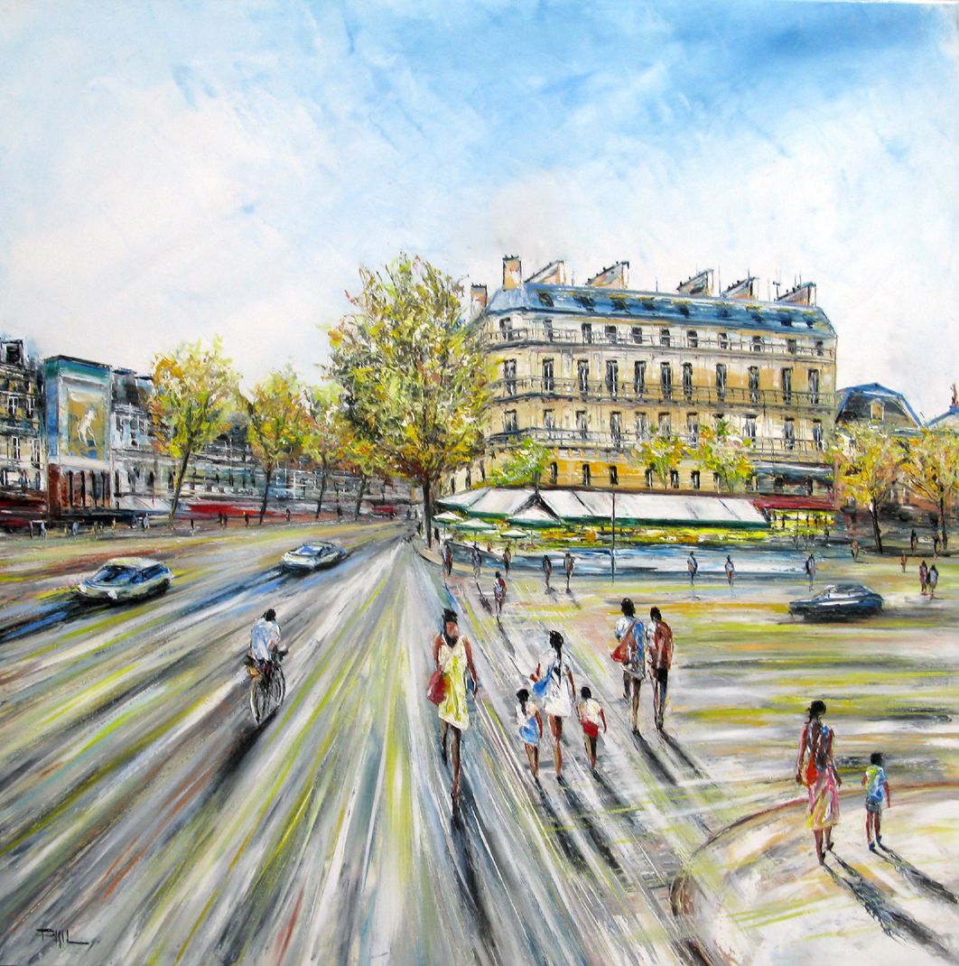 Tableau figuratif format xxl mauve Sr Germain – PHIL – 90 × 90 cm