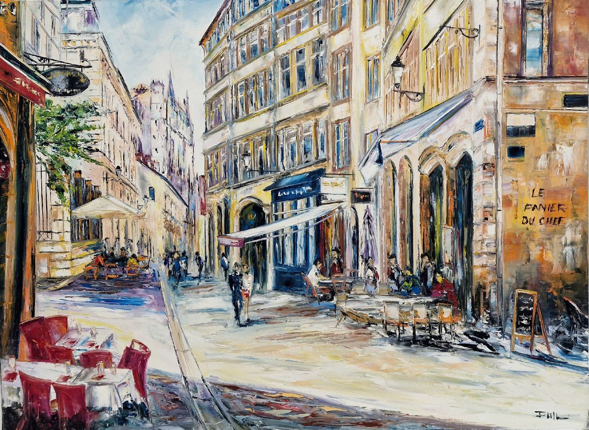Tableau figuratif format xxl Le panier du Chef, st Jean, Lyon – PHIL – 73 × 100 cm