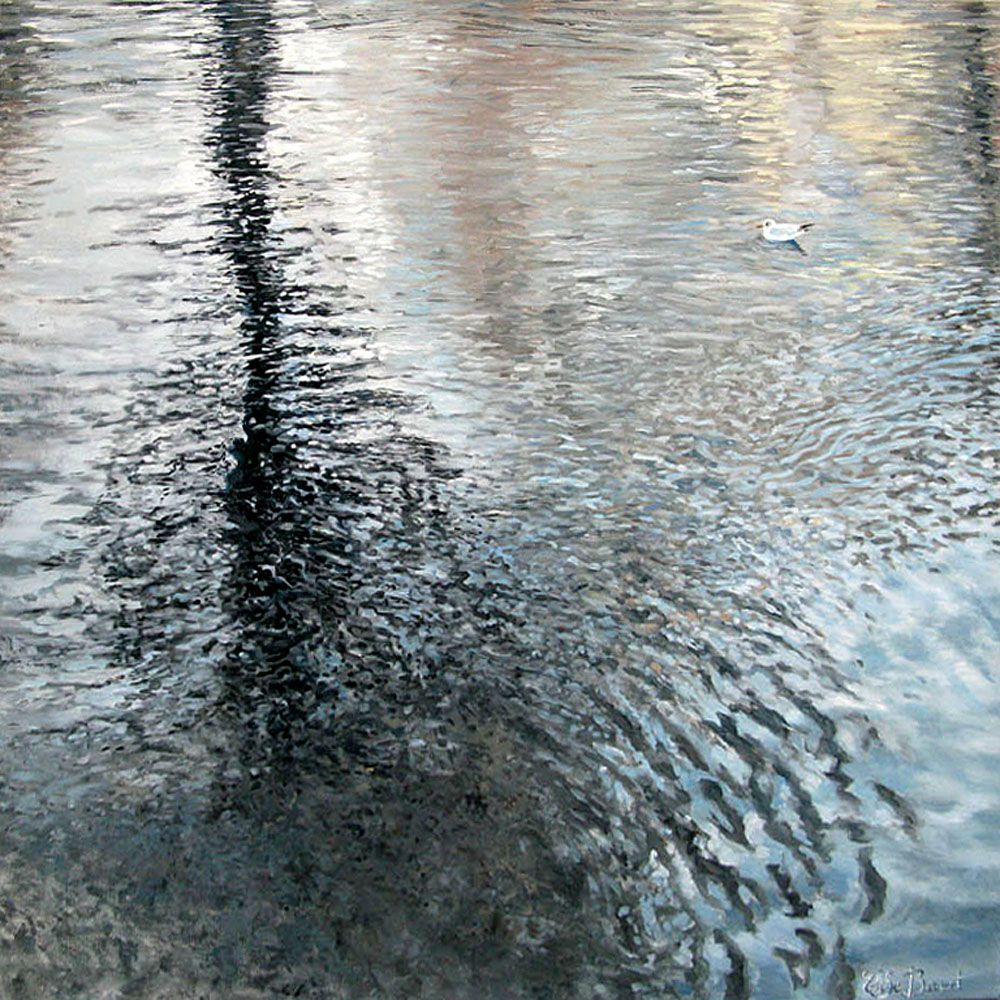 Tableau figuratif grand format MOUETTE RIEUSE – ELISE BARAT – 100 × 100 cm