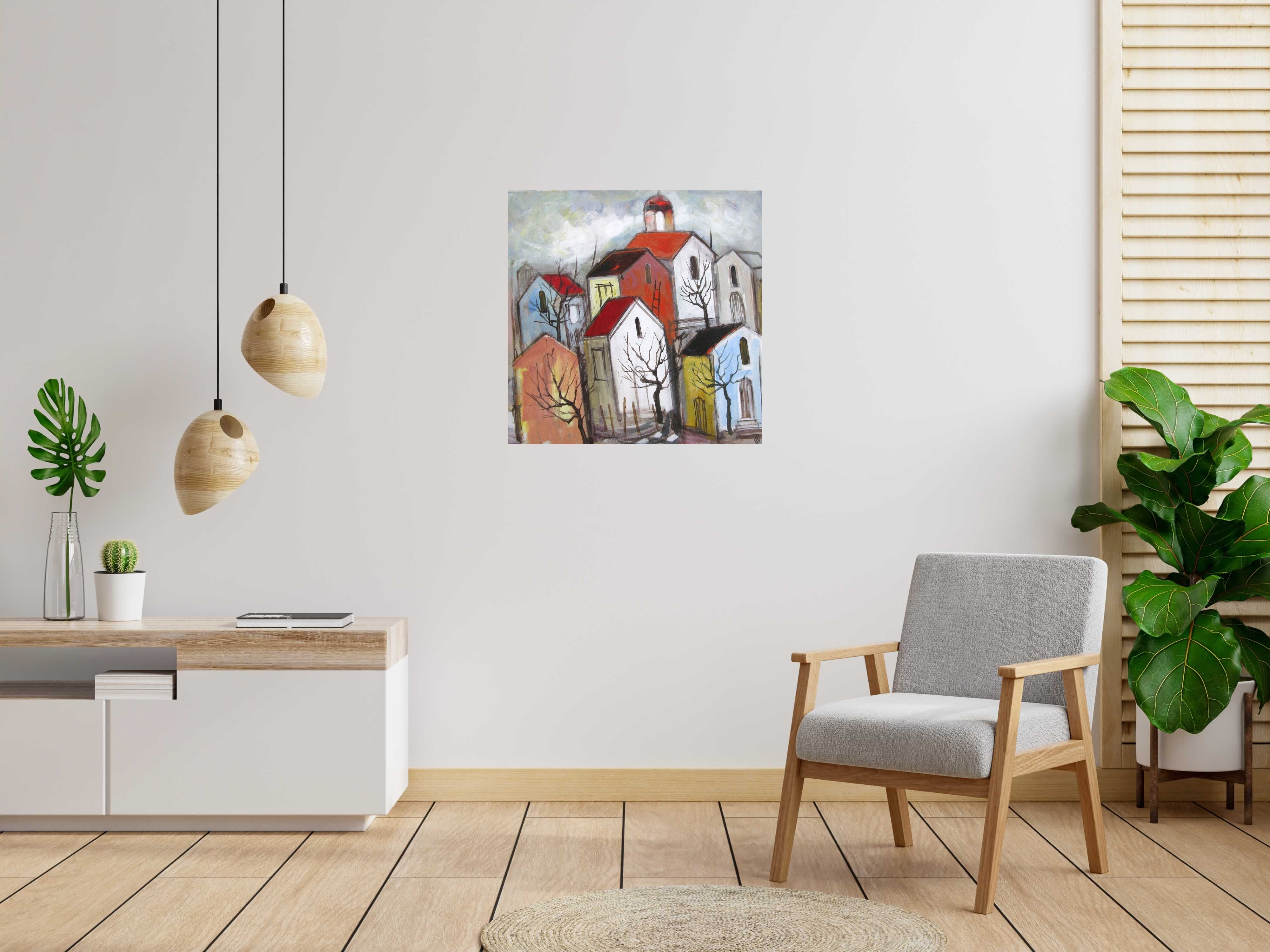 Tableau SELO-N de IVAN TZONEV dans un intérieur – 80 × 80 cm