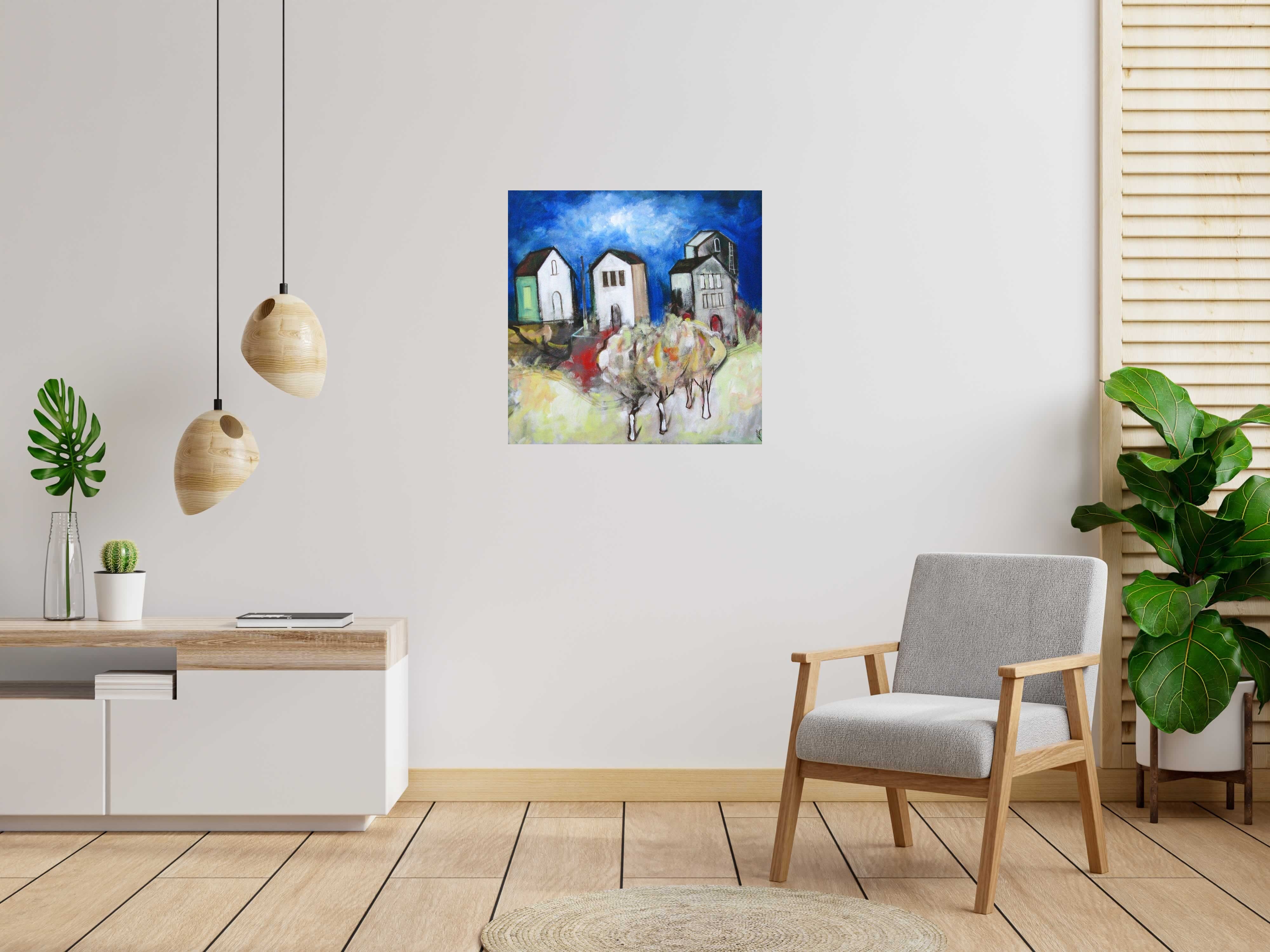 Tableau VELTCHEVTSI-M de IVAN TZONEV dans un intérieur – 80 × 80 cm