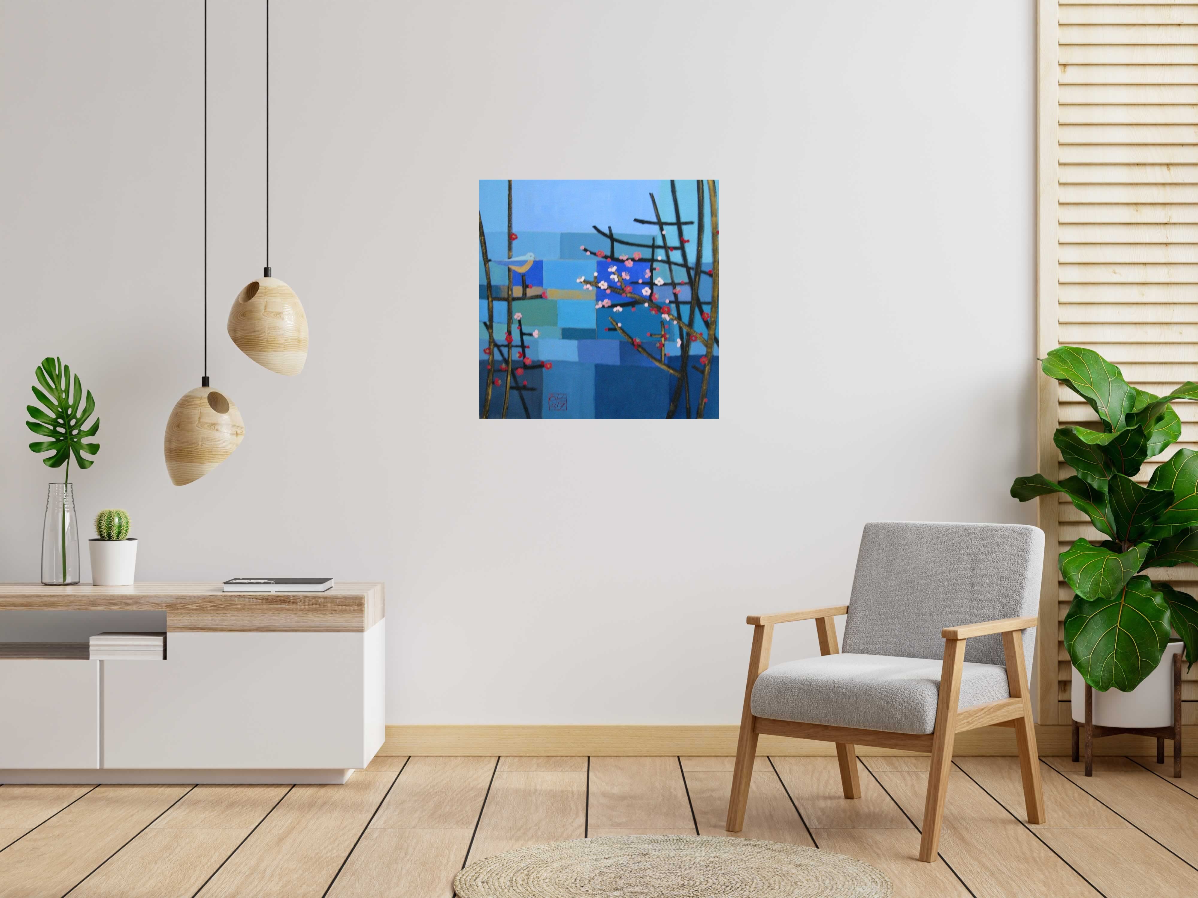 Tableau ZINZIBULE DE LA MESANGE de JEONG MIN LEE dans un intérieur – 80 × 80 cm