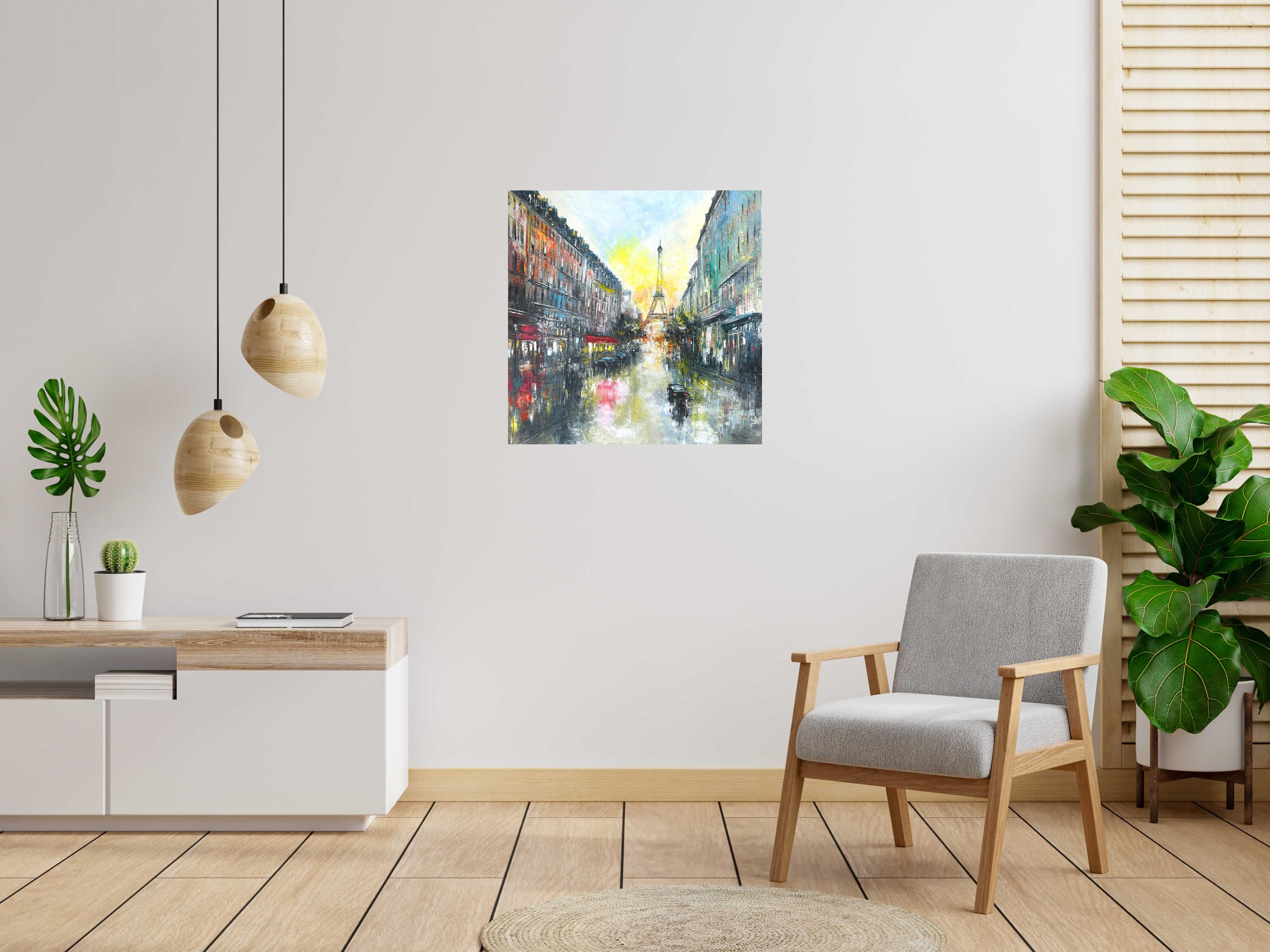 Tableau Le boulevard, Paris de PHIL dans un intérieur – 80 × 80 cm