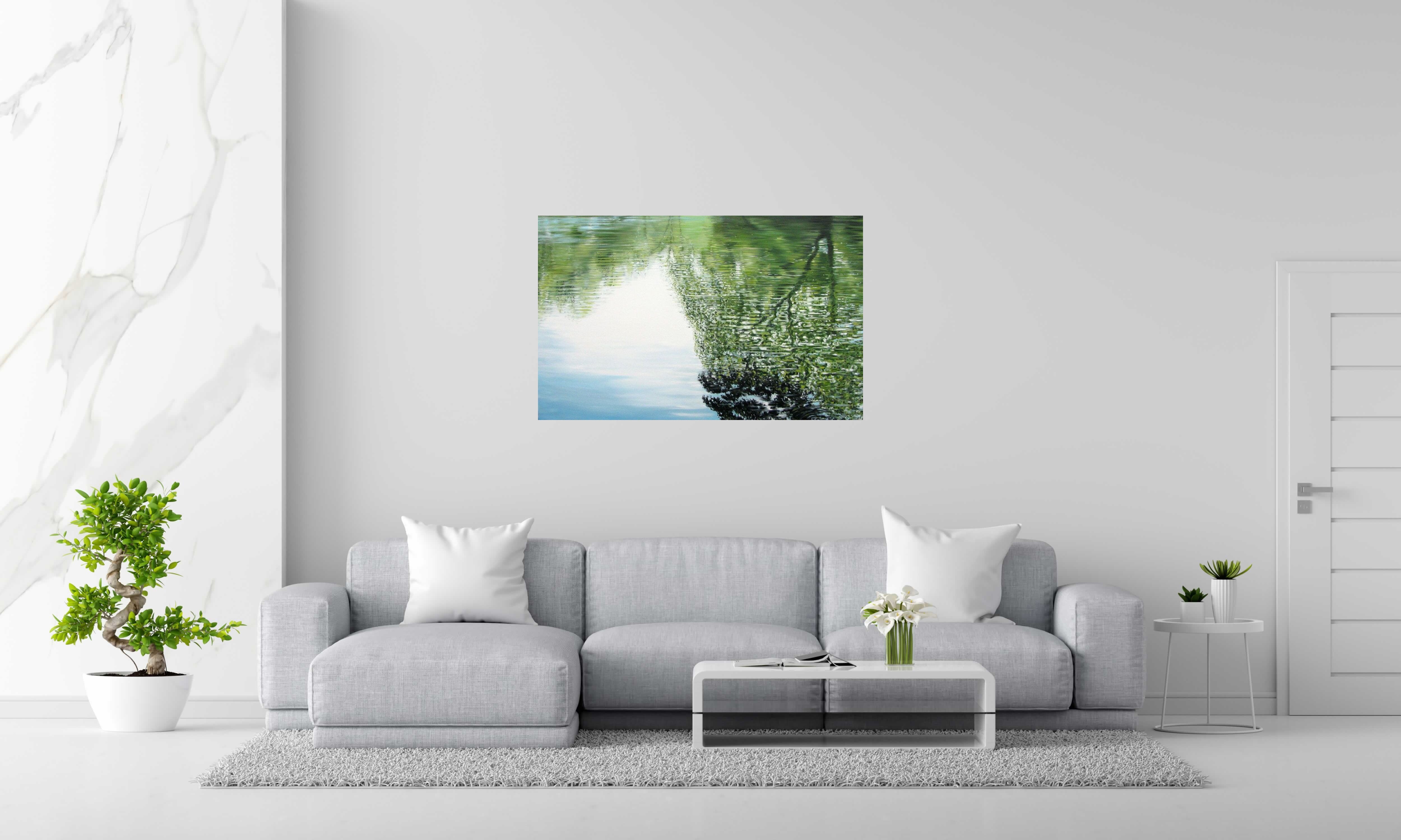 Tableau BOSQUETS VII de ELISE BARAT dans un intérieur – 73 × 116 cm