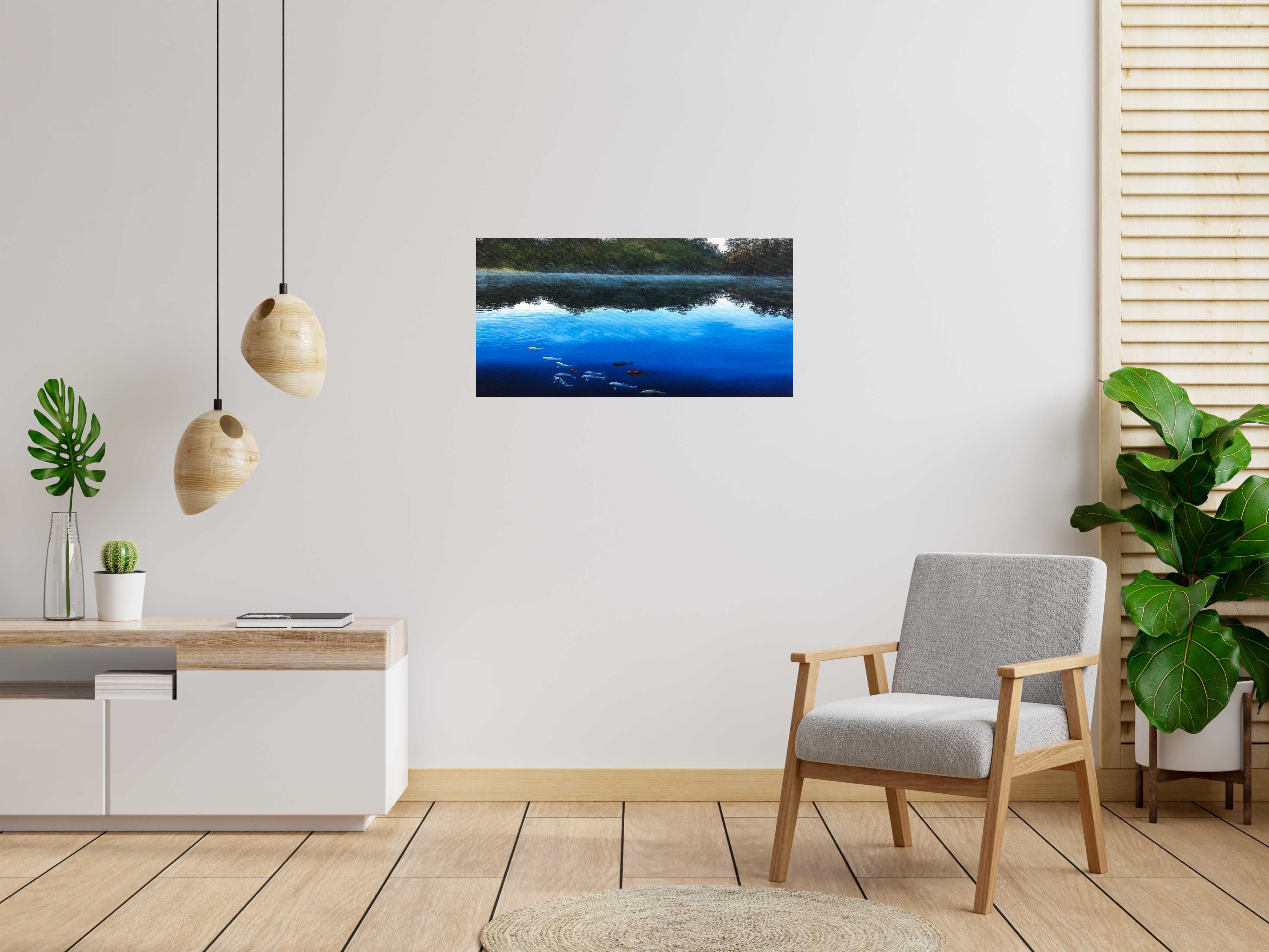 Tableau Le lac de ELISE BARAT dans un intérieur – 100 × 50 cm
