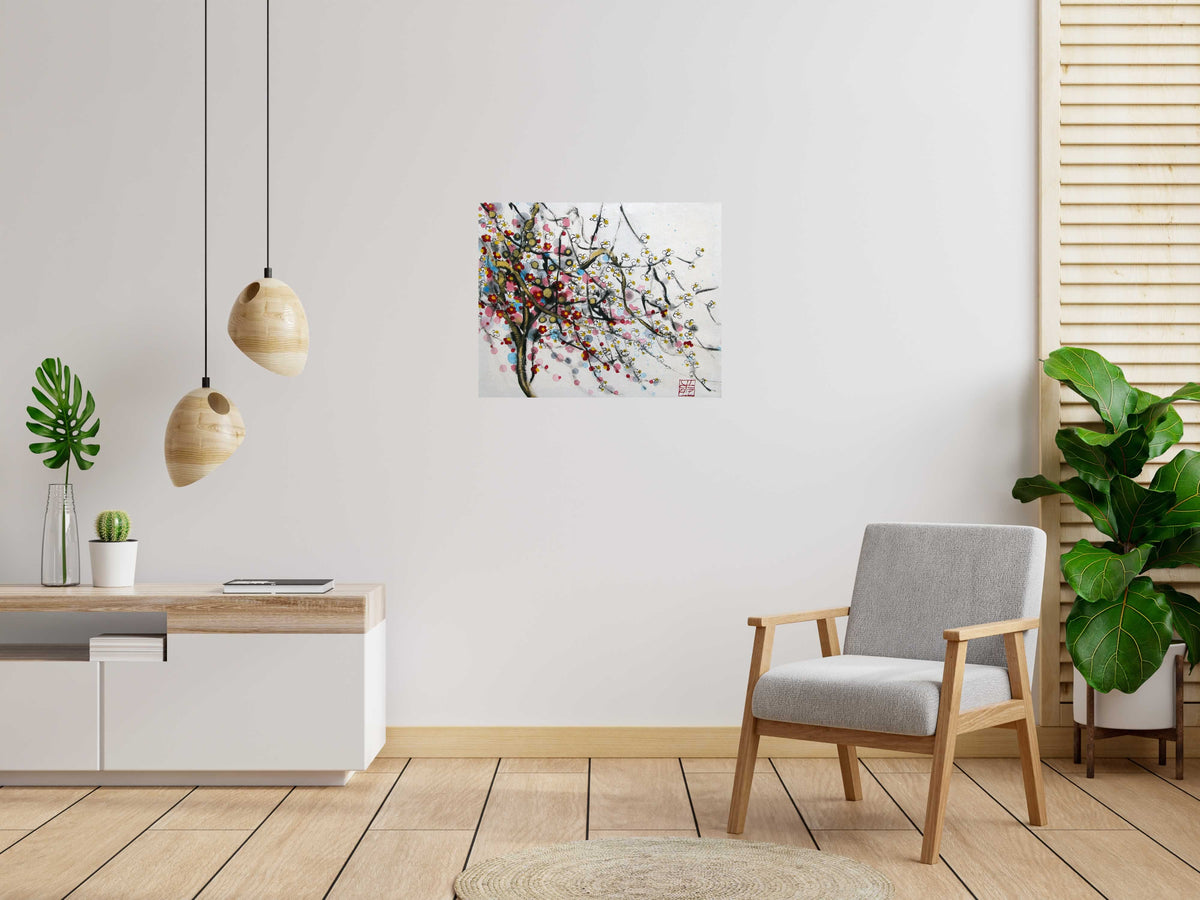 Tableau SOUFFLE DE VENT de JEONG MIN LEE dans un intérieur – 65 × 81 cm