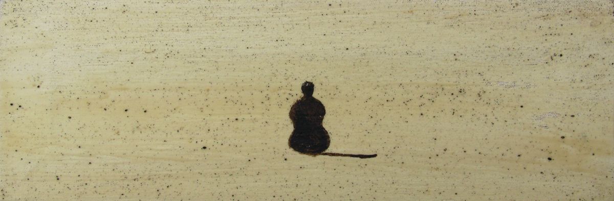 Tableau figuratif petit format beige Me, alone - Barcelona 2025 – MARCOS ZRIHEN NOWOTNY – 30 × 10 cm