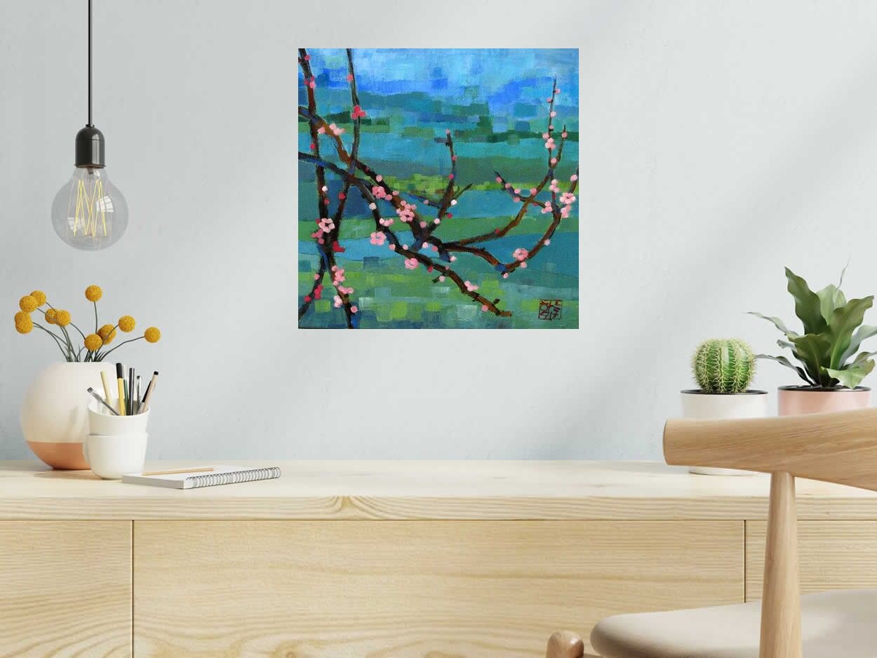 Tableau PREMICES DU PRINTEMPS de JEONG MIN LEE dans un intérieur – 40 × 40 cm