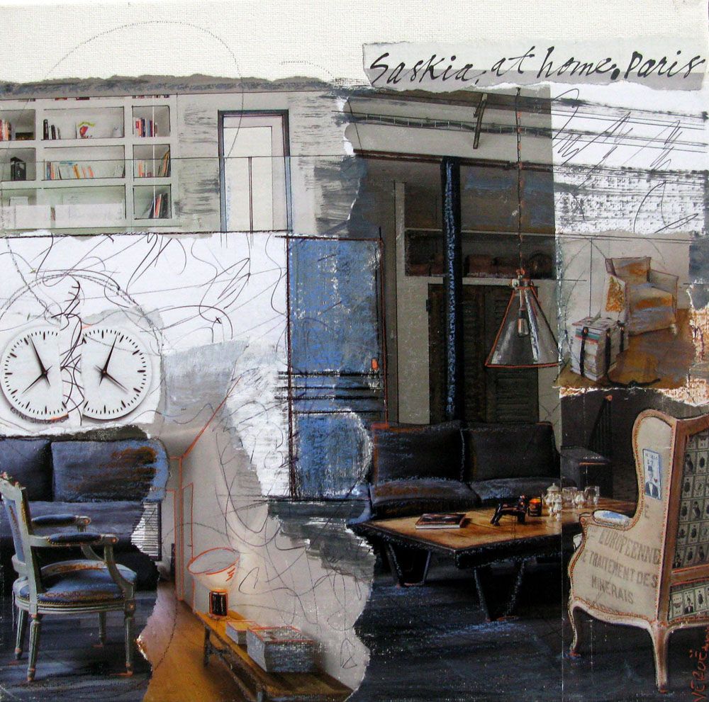 Tableau figuratif petit format AT HOME SASKIA – VEROE – 30 × 30 cm