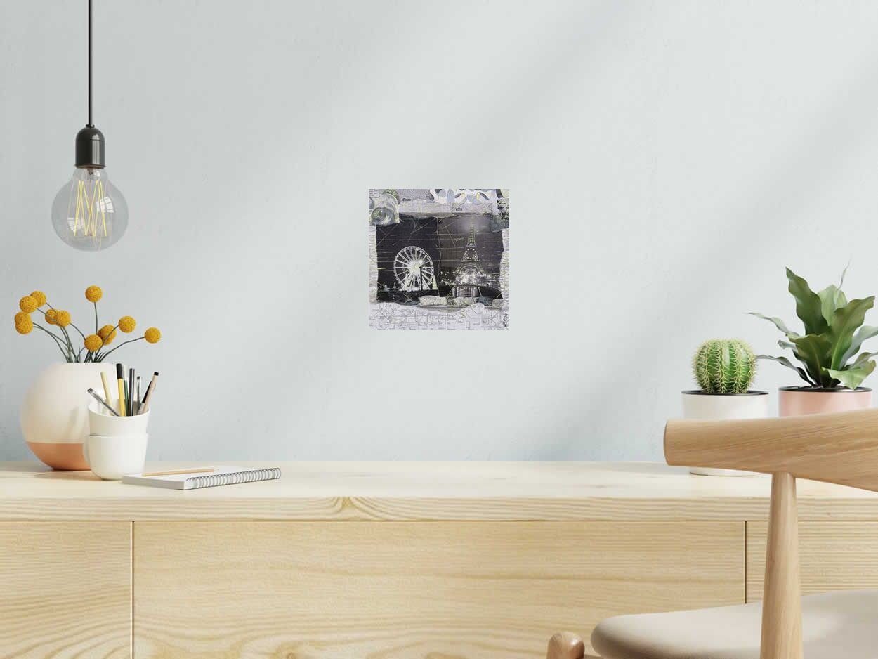 Tableau PARIS BY NIGHT de VEROE dans un intérieur – 20 × 20 cm