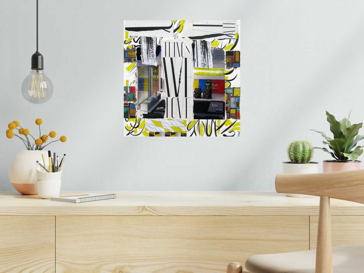 Tableau THINGS WE LOVE de VEROE dans un intérieur – 40 × 40 cm