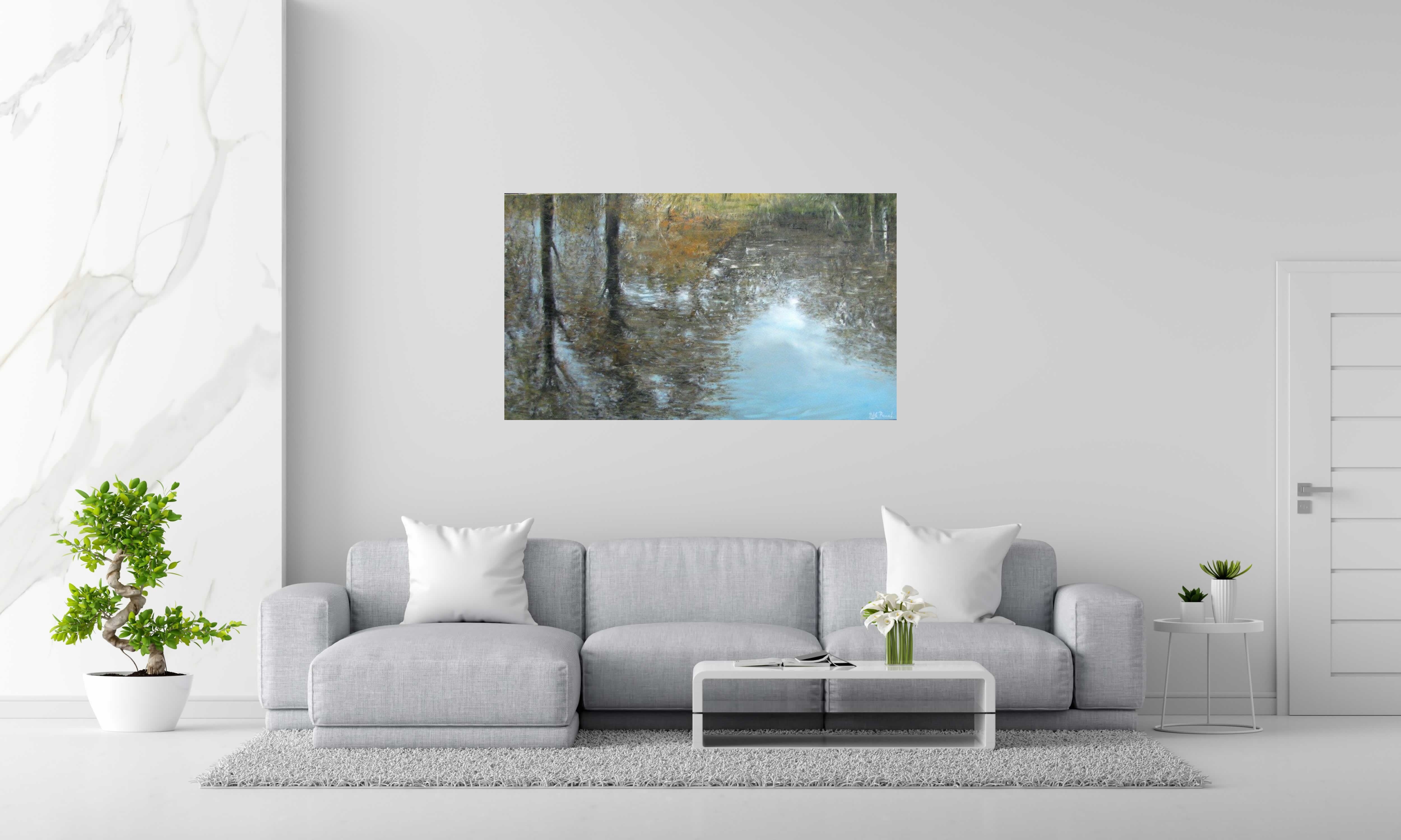 Tableau SOUS BOIS de ELISE BARAT dans un intérieur – 81 × 140 cm