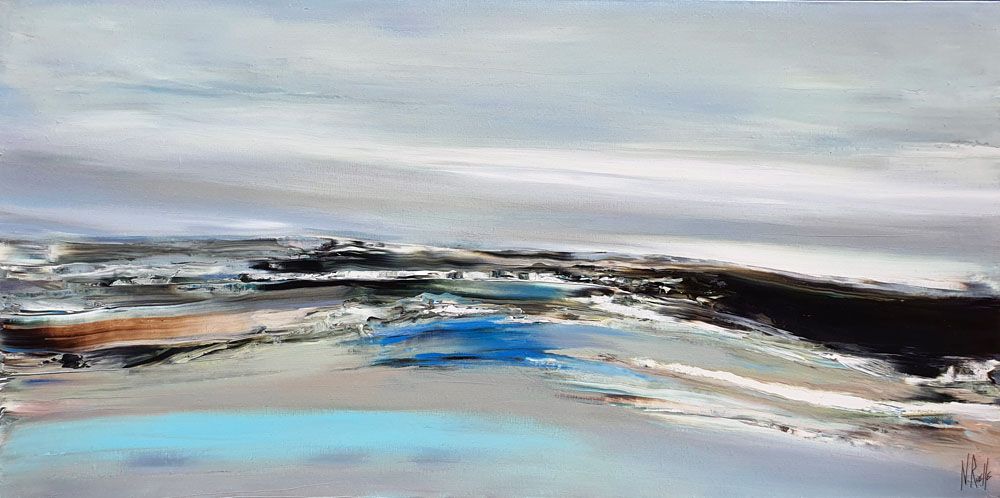 Tableau format xxl bleu ABSENCE – RUELLE NICOLAS – 60 × 120 cm