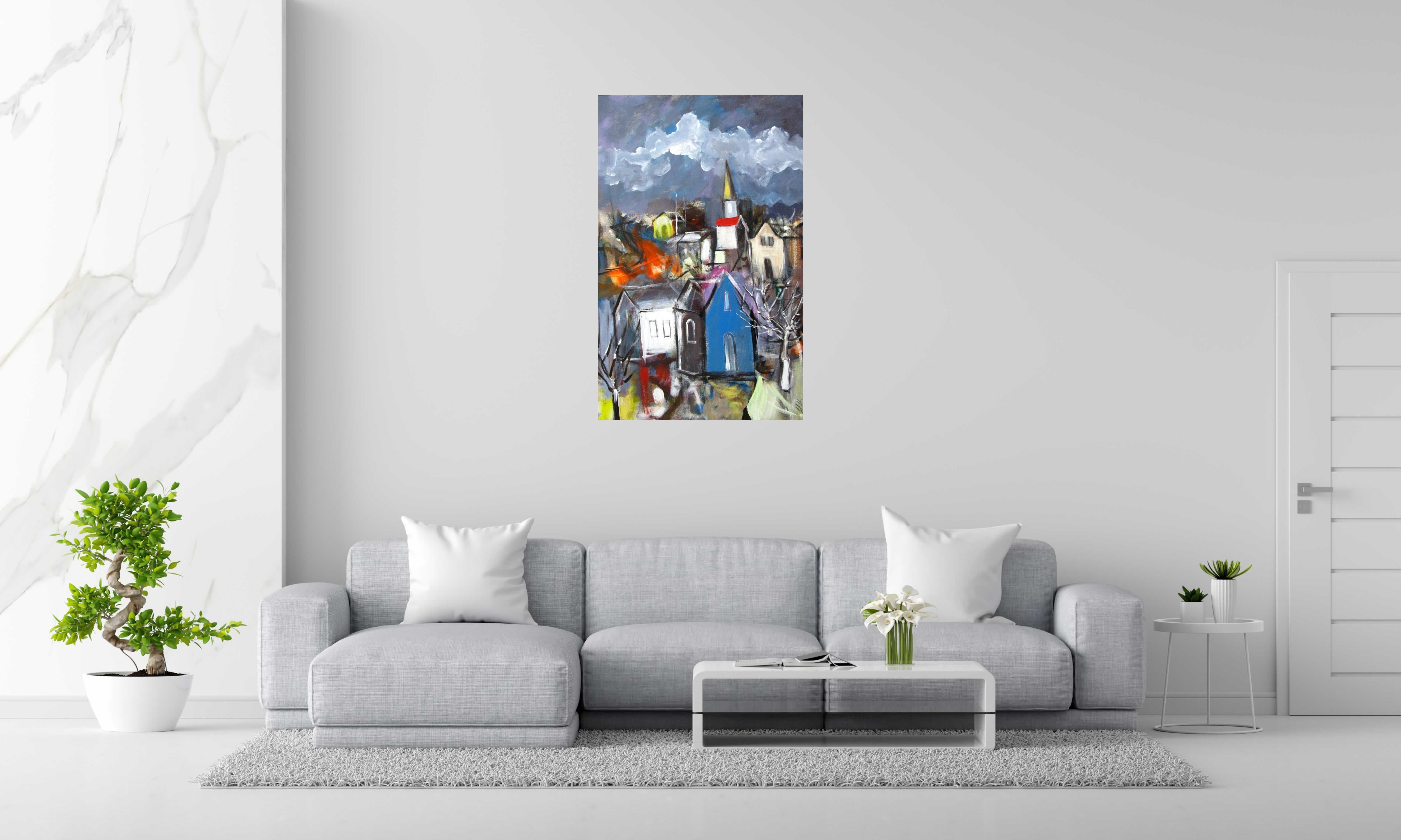 Tableau SELO-N de IVAN TZONEV dans un intérieur – 116 × 73 cm