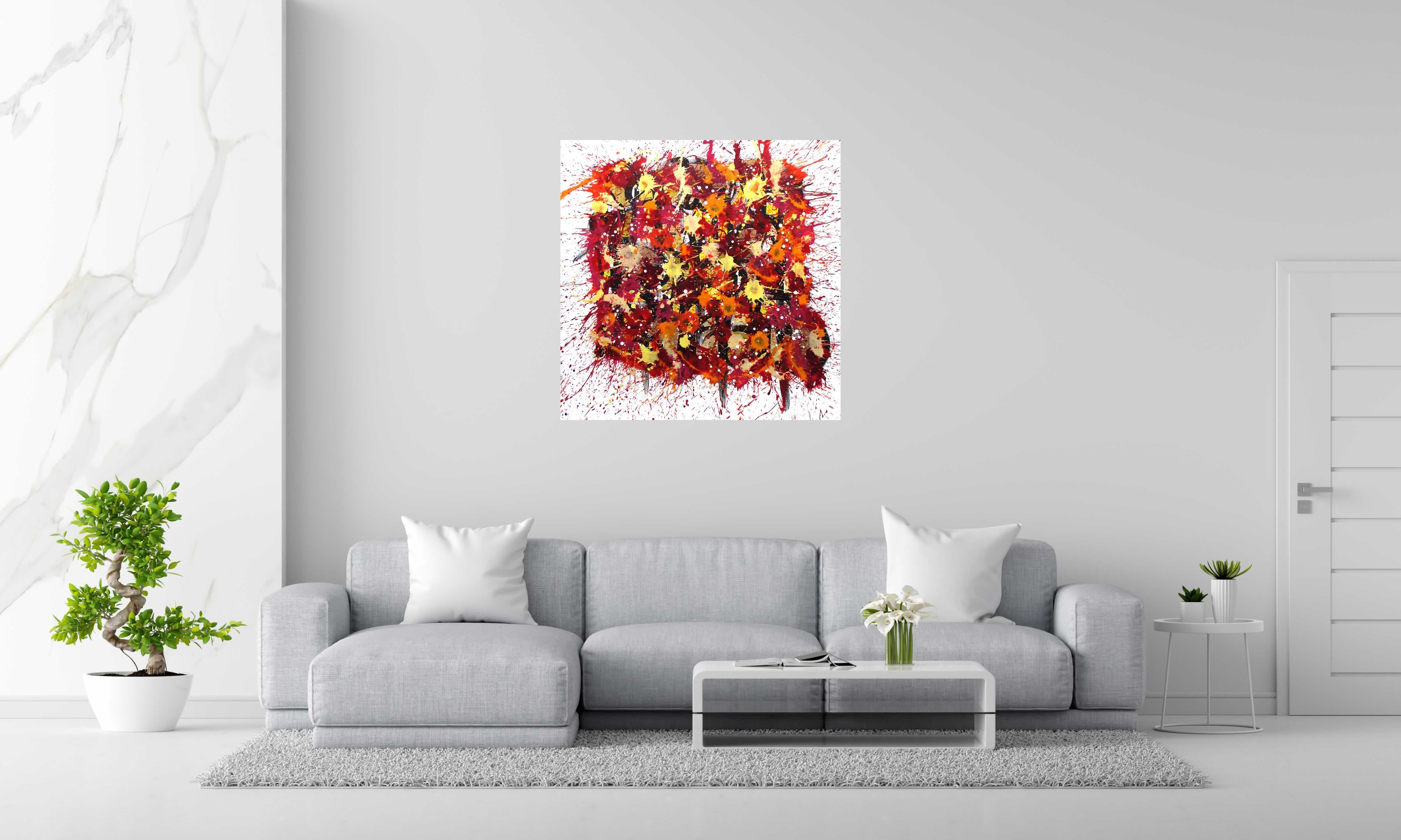 Tableau SERIE NONAME CENTRES N°17 de STEPHANE RIME dans un intérieur – 100 × 100 cm