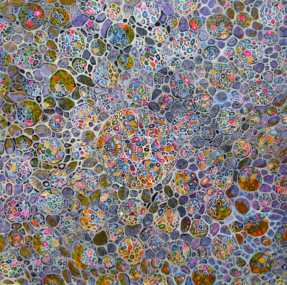 Tableau grand format MICROMONDE 6 – JAVIER RAMIREZ – 100 × 100 cm