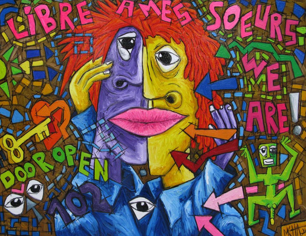 Tableau grand format AMES SOEURS – MICHADU – 100 × 80 cm
