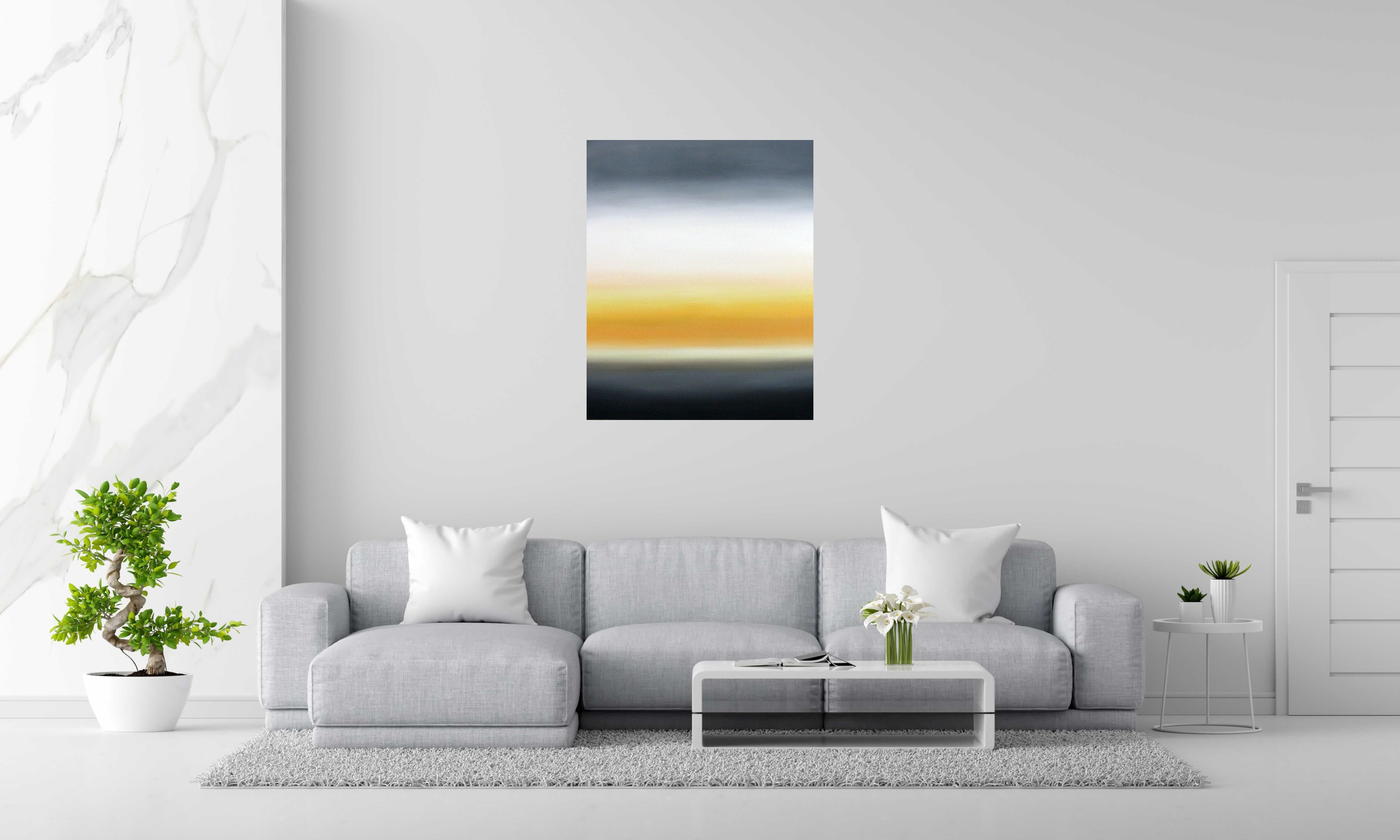 Tableau MICHIGAN LAKE X de ELISE BARAT dans un intérieur – 100 × 81 cm