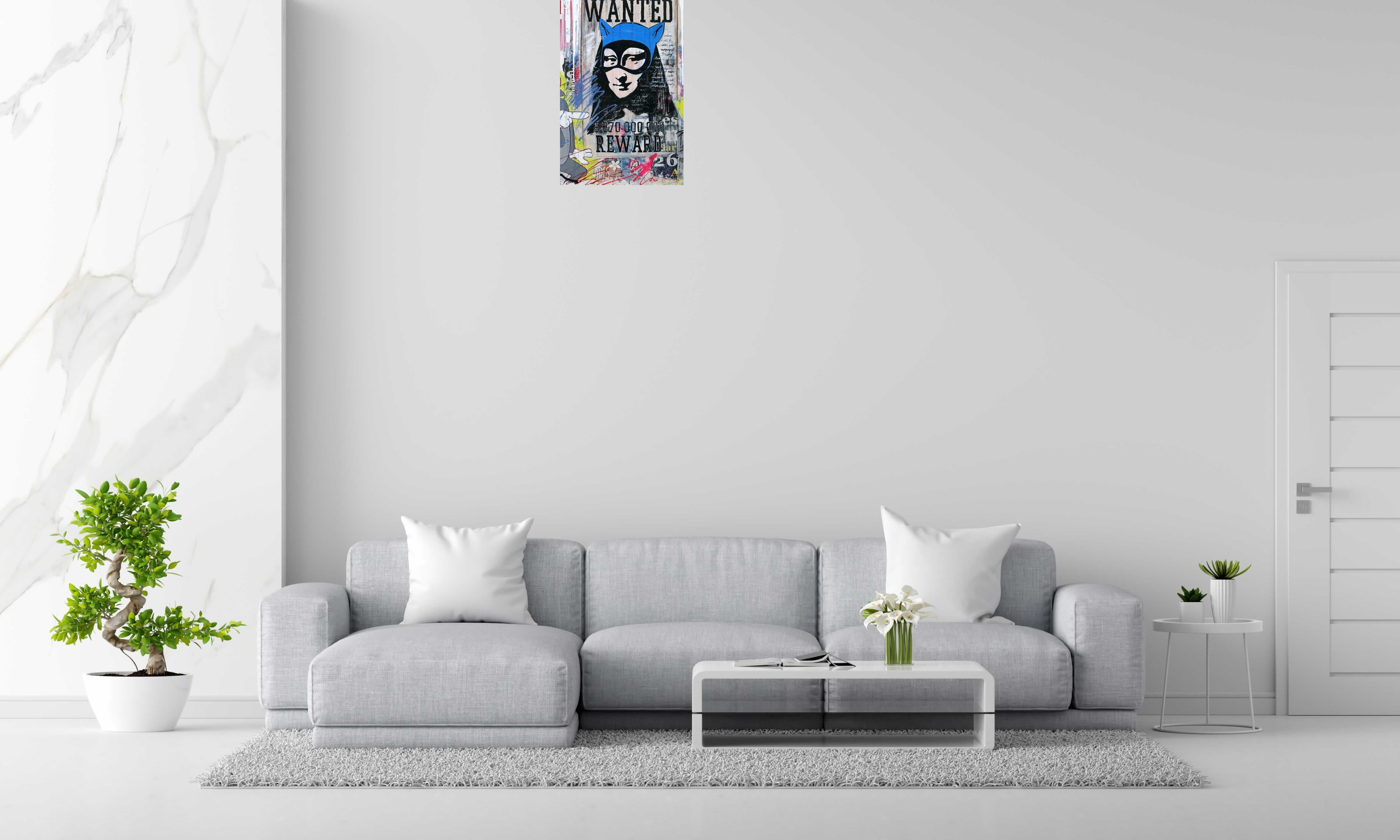 Tableau WANTED de PATRICIA GADISSEUR dans un intérieur – 150 × 100 cm