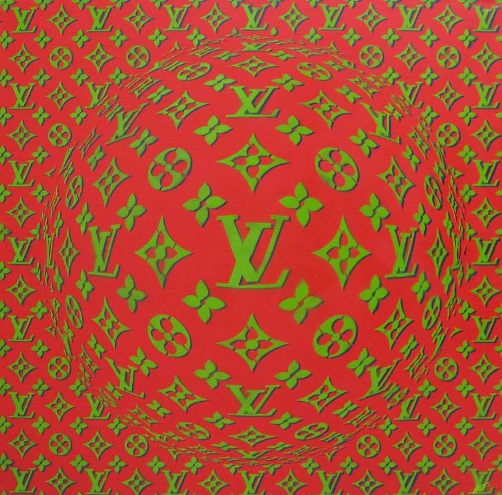 Tableau graphique format xxl rouge PLANETE VUITTON V – YANN GUINCHAN – 100 × 100 cm