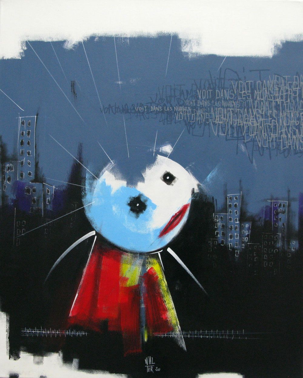 Tableau graphique format xxl VOIT DANS LES NUAGES – WALTER – 92 × 73 cm