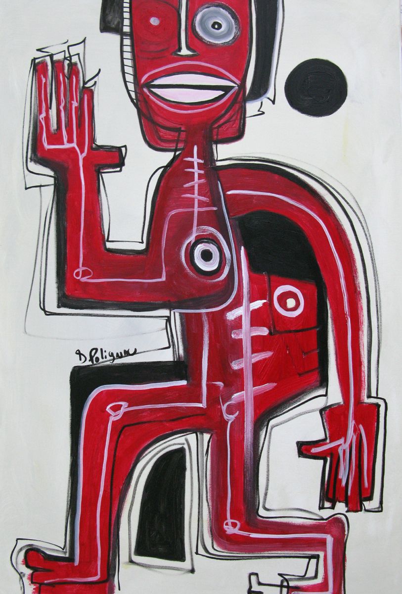 Tableau graphique moyen format Red Monkey – Daniel De POLIGNAC – 60 × 92 cm