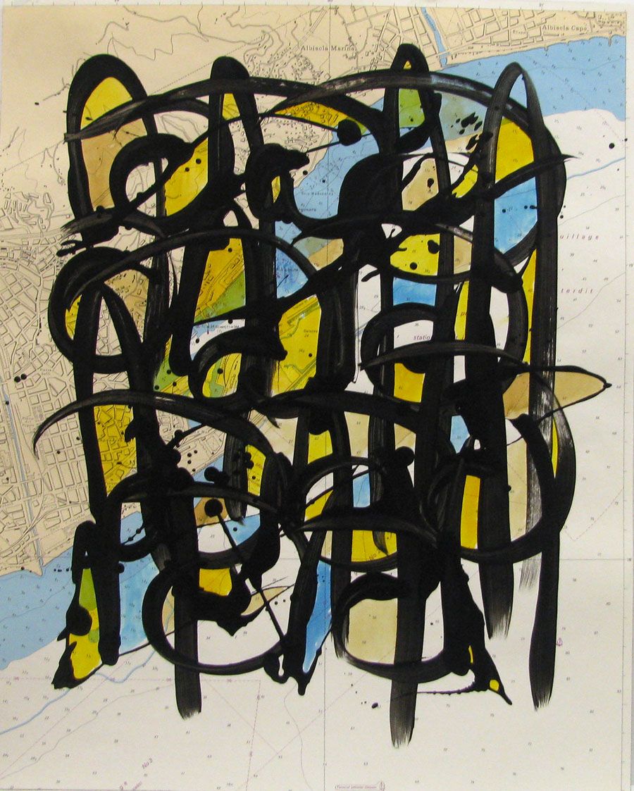 Tableau graphique petit format NO NAME SUR CARTE MARINE  N°17 – STEPHANE RIME – 50 × 40 cm