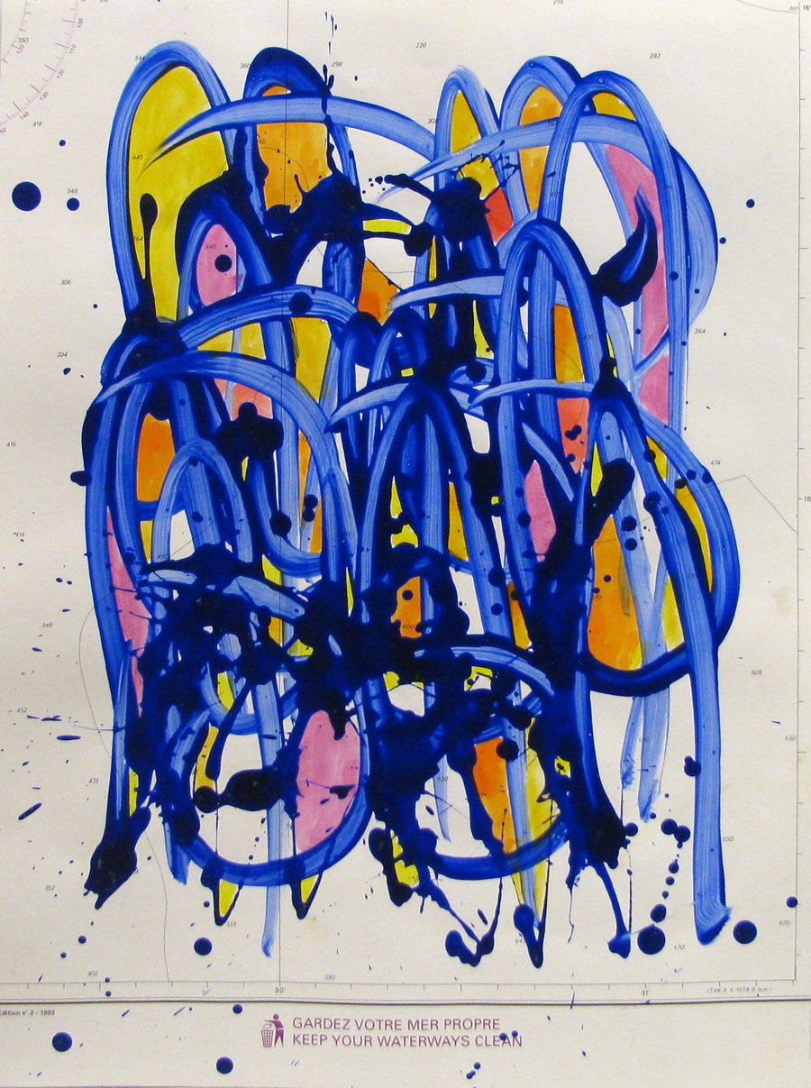 Tableau graphique petit format NO NAME SUR CARTE MARINE  N°36 – STEPHANE RIME – 40 × 30 cm