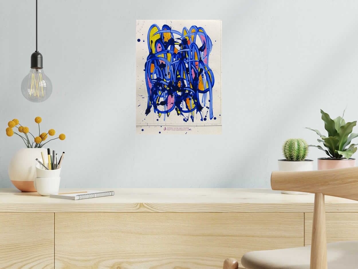 Tableau NO NAME SUR CARTE MARINE  N°36 de STEPHANE RIME dans un intérieur – 40 × 30 cm