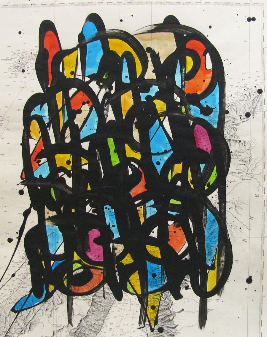 Tableau graphique petit format NONAME CARTE MARINE  N°40 – STEPHANE RIME – 50 × 40 cm